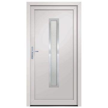 vidaXL Haustür Haustür Weiß 98x190 cm PVC Aluminium Haus Eingangstür Fronttür Glas-El