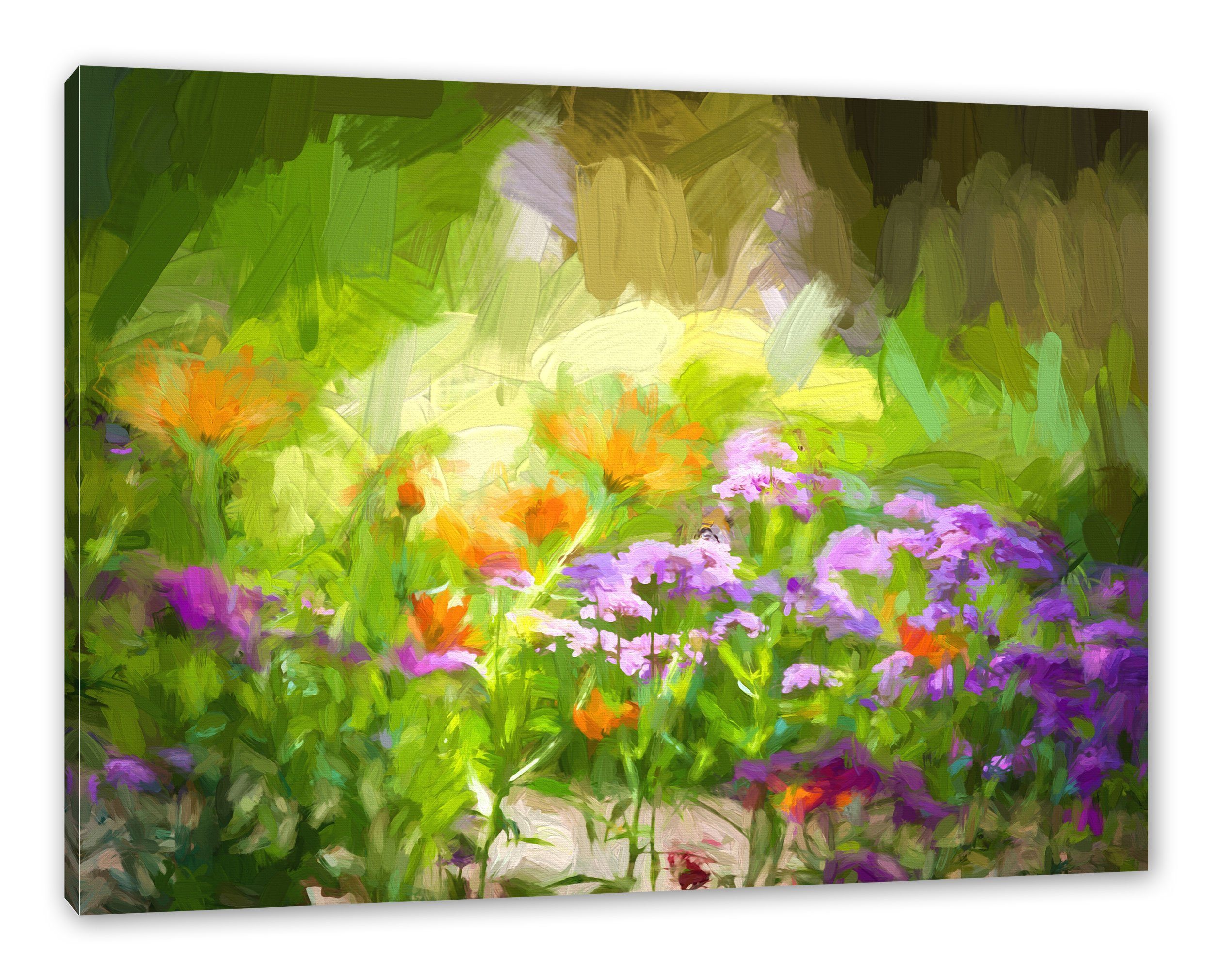 Pixxprint Leinwandbild Blumenwiese, Blumenwiese (1 St), Leinwandbild fertig bespannt, inkl. Zackenaufhänger