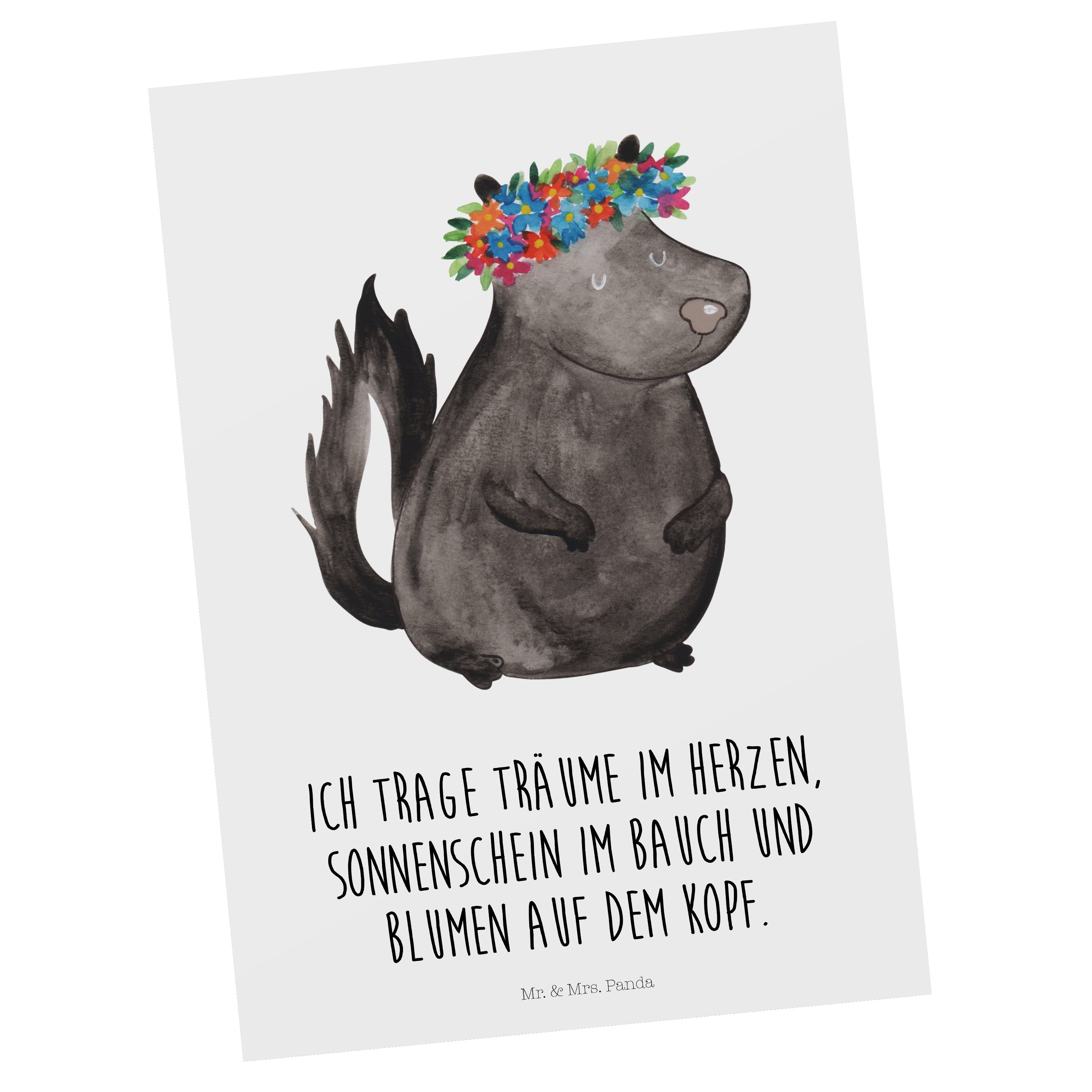 & Geschenk, Geburtstagskart Wildtier, - Postkarte - Mrs. Weiß Stinktier Mr. Panda Blumenmaedchen