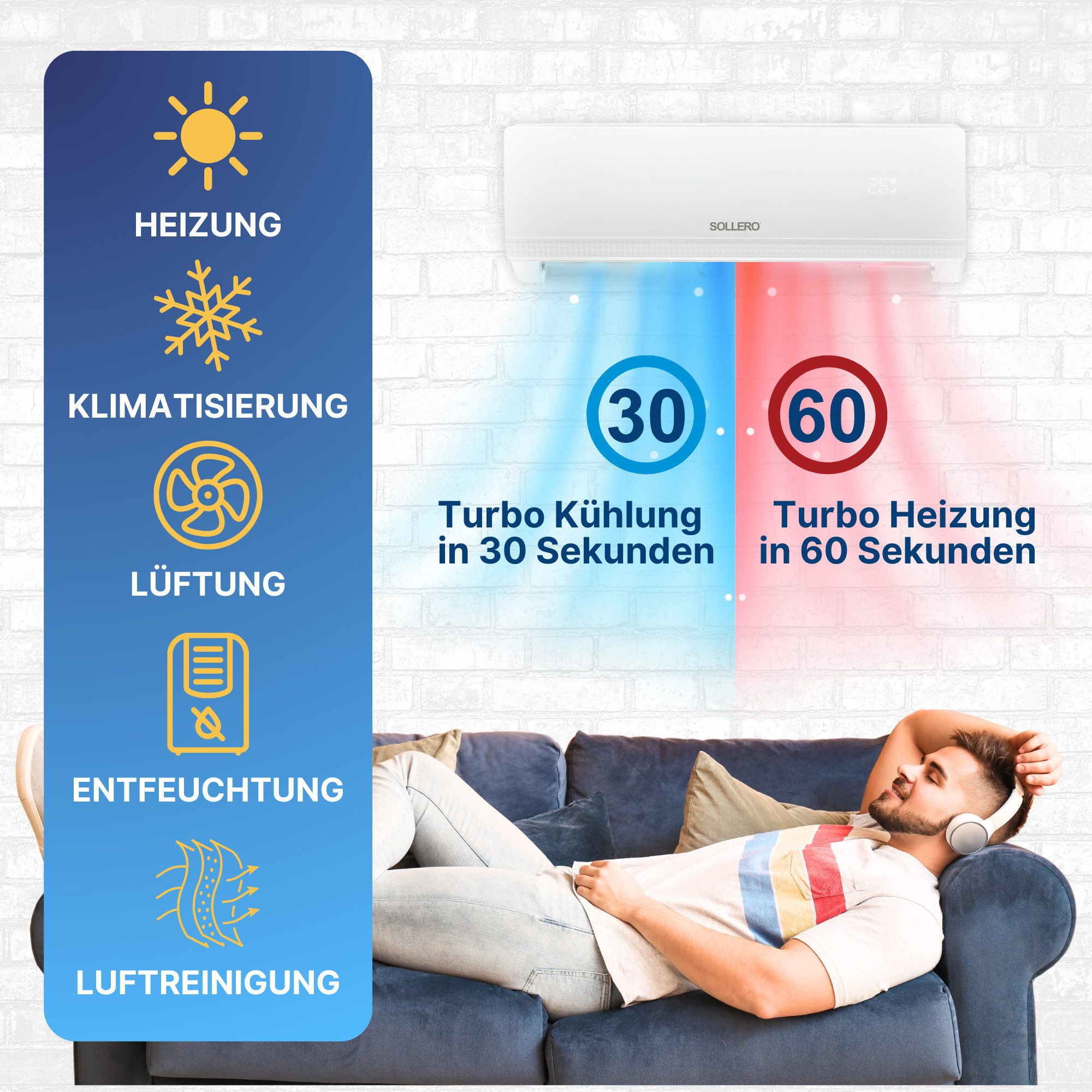 Sollero Klimagerät Split Klimaanlage 12000BTU R32 3,5kW WLAN Kühlen und Hei günstig online kaufen