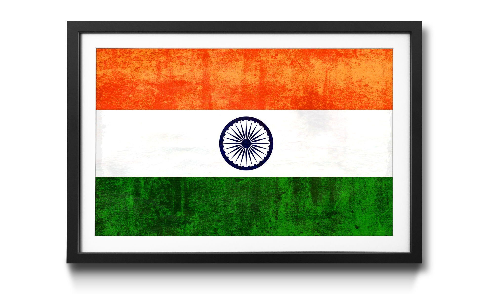 in 4 WandbilderXXL Rahmen mit Wandbild, erhältlich Indien, Flagge, Größen Bild