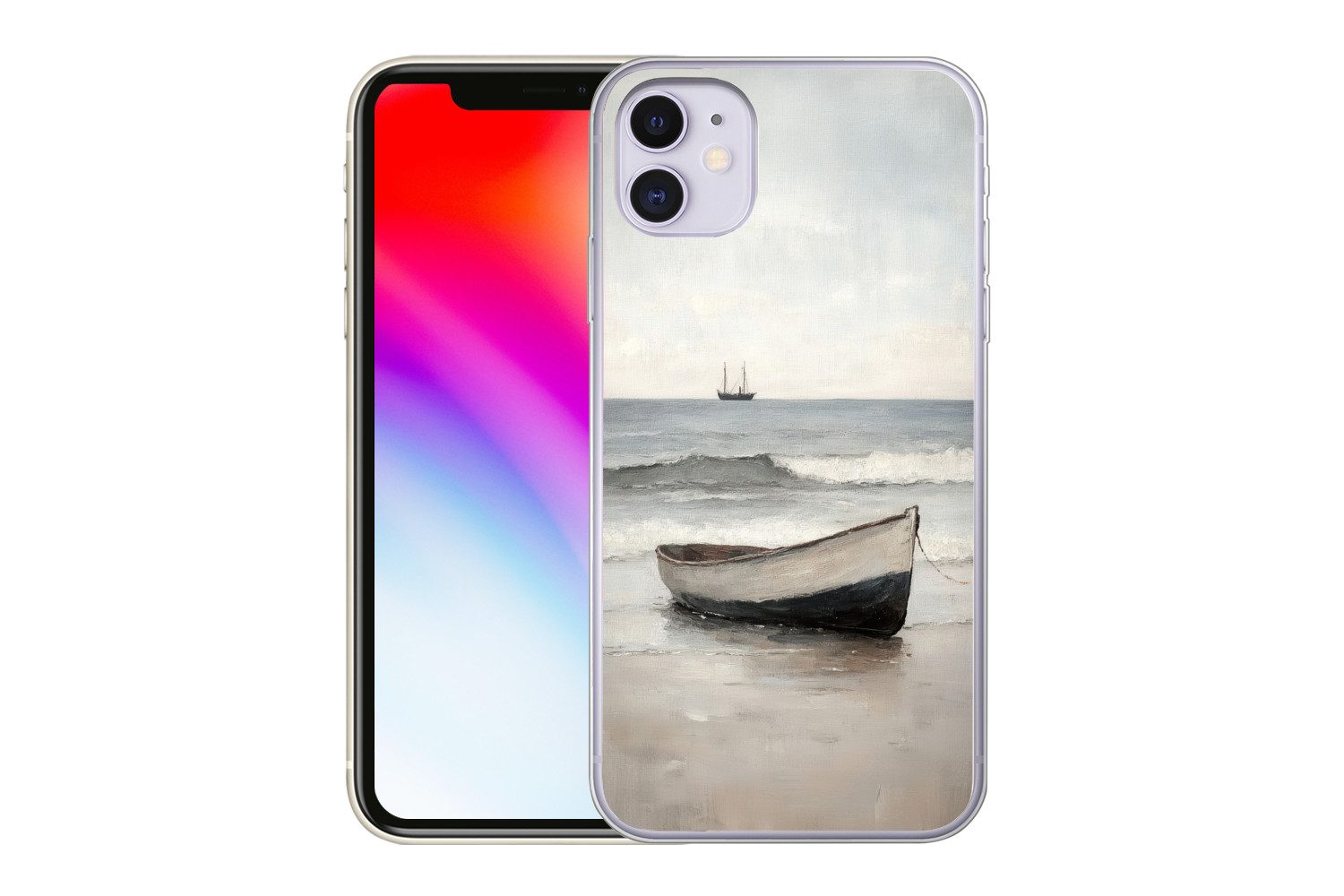MuchoWow Handyhülle für Apple iPhone 11 Ruderboot - Meer - Horizont, Smartphone-Bumper, Print, Handy Schutzhülle Dünn