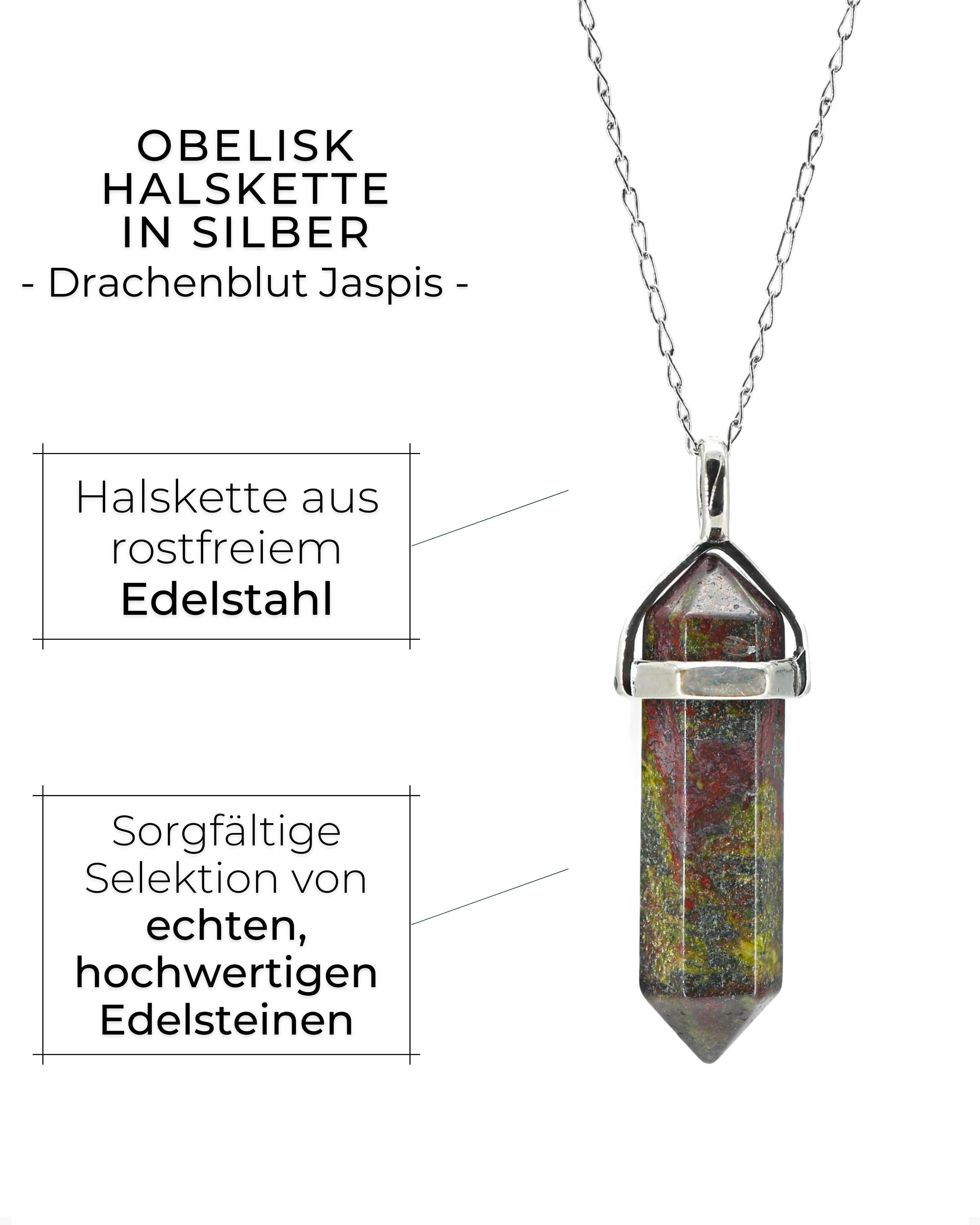 LAVISA Kette mit Anhänger LAVISA Obelisk Edelstein Halskette silber, echte Kristalle, Naturstein, Edelstein Halskette Schmuck Kristall Naturstein Edelsteinkette – Bild 3 von 5