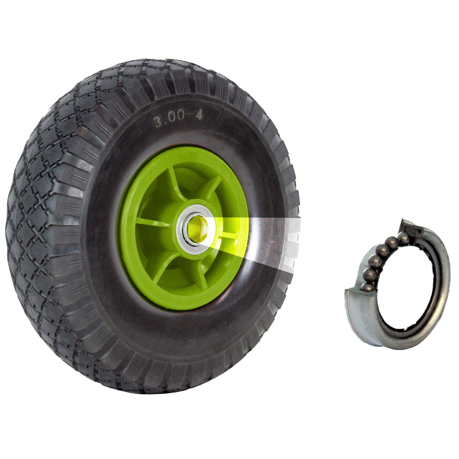 TRUTZHOLM Sackkarren-Rad Luftrad 260x85 mm versetzte Nabe Ø 20 mm grün robustes 4 PR Gewebe