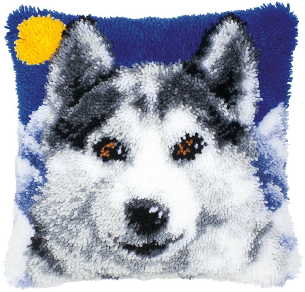 Vervaco Kreativset Vervaco PN-0014127 Knüpfkissenpackung Husky, (Set, Vervaco embroidery Kit), Made in Europe