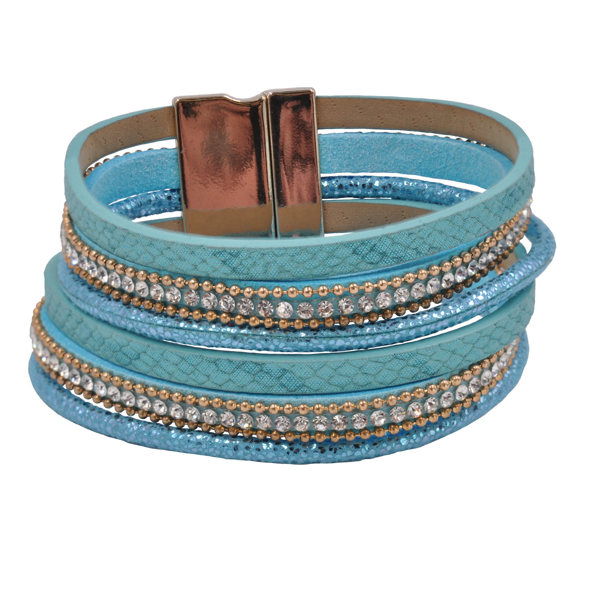 Steuer Armband Velour hellblau 6-reihig