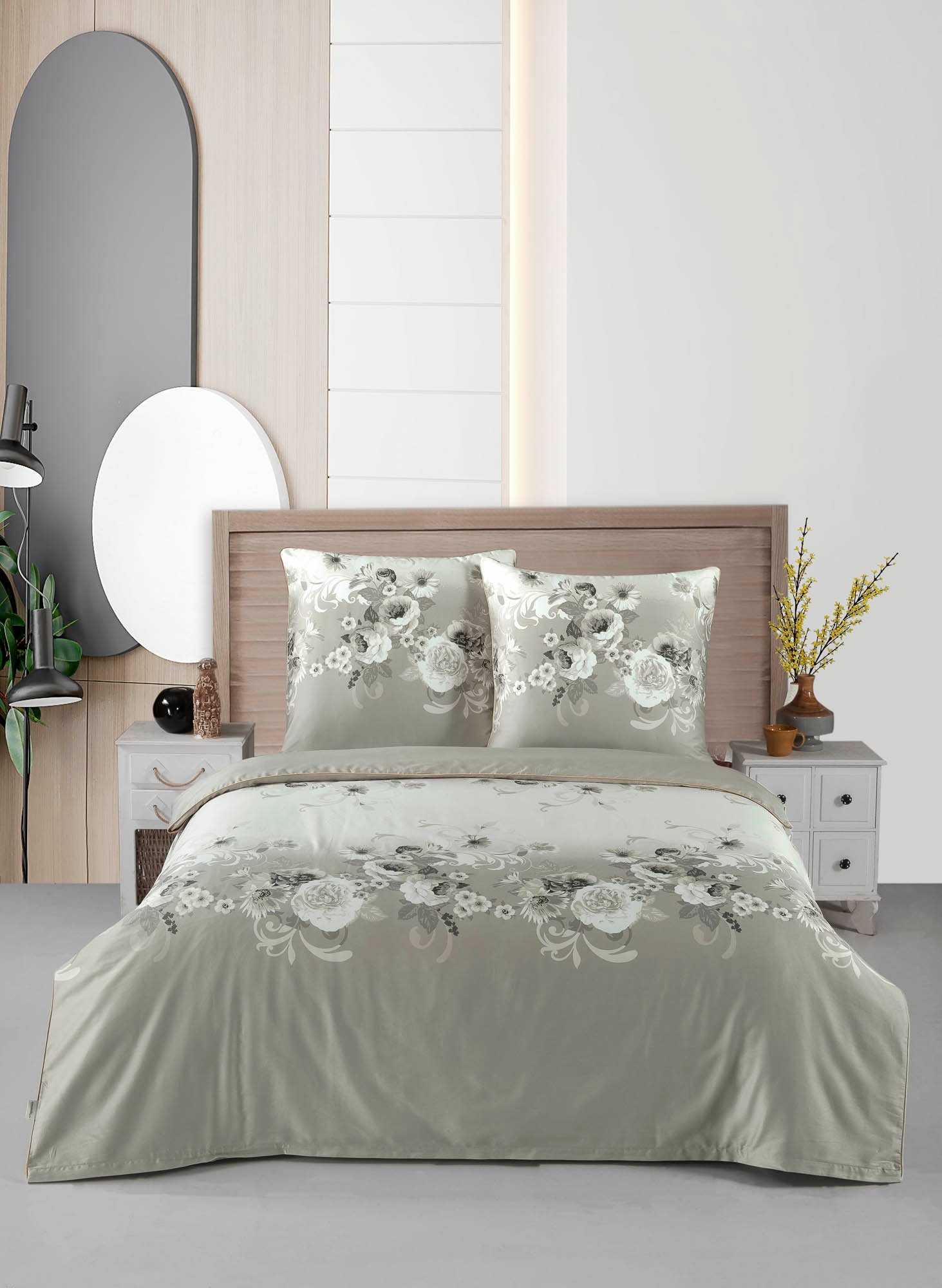 Aymando Bettwäsche Hevin, 100% Baumwolle Mako Satin, 3 teilig, Saum und Rei günstig online kaufen