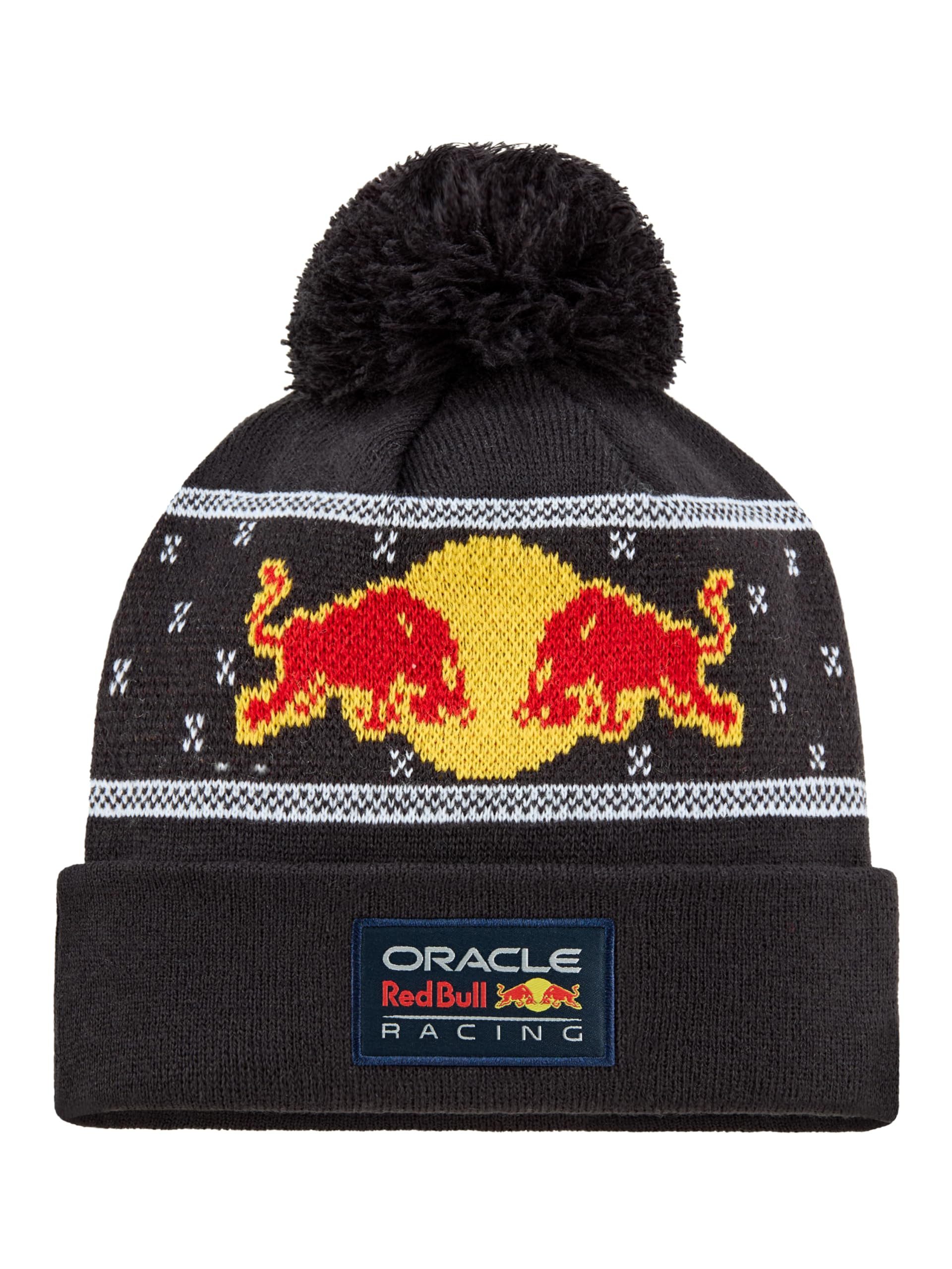 Oracle Red Bull Racing Bommelmütze ORBR Weihnachts-Bommelmütze in Navy Offizieller Fanartikel, Strickmütze mit Red Bull-Logo
