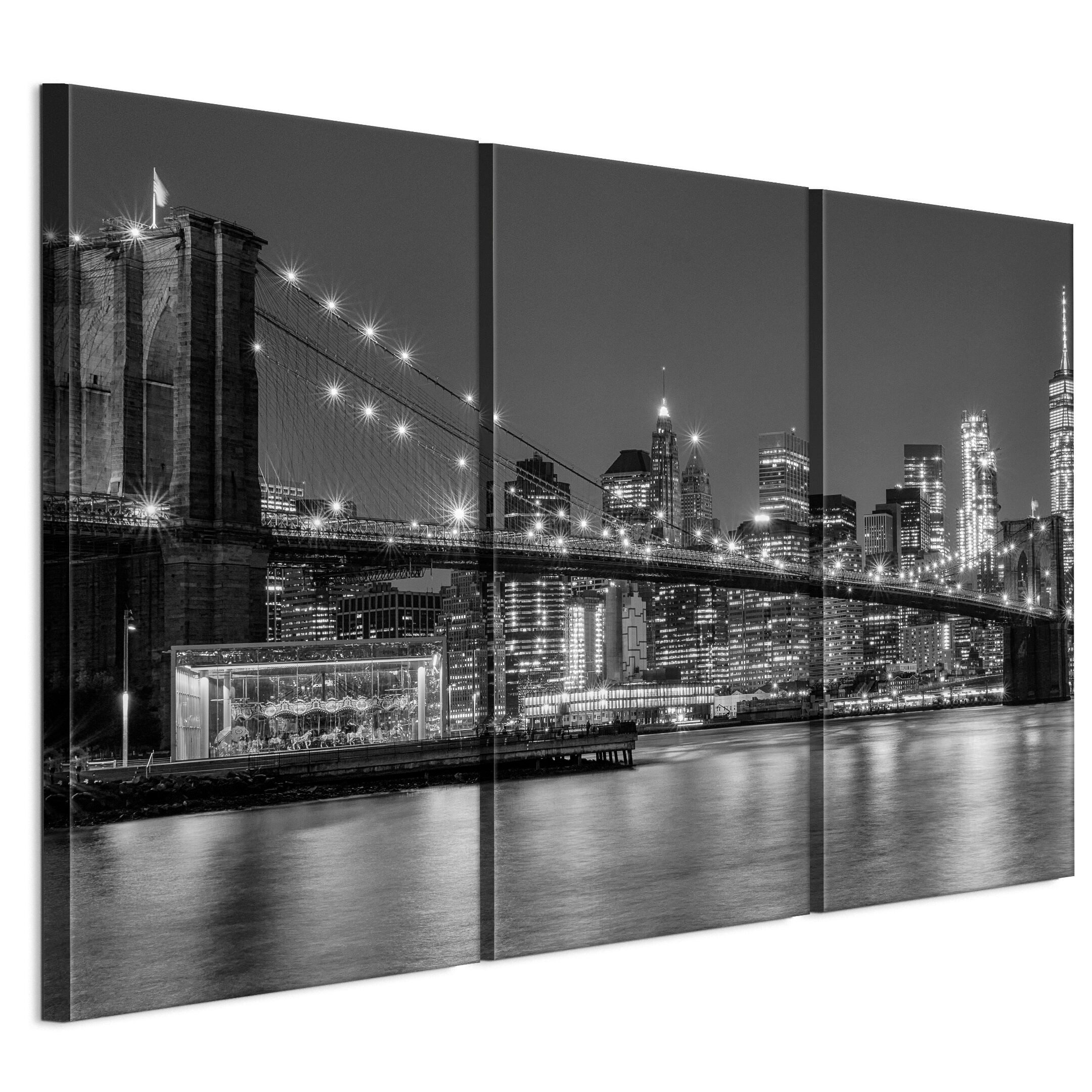LUMASOUL Leinwandbild Leinwand Bilder 3 Stück - Stadt Motiv - Bilder 90x60 günstig online kaufen
