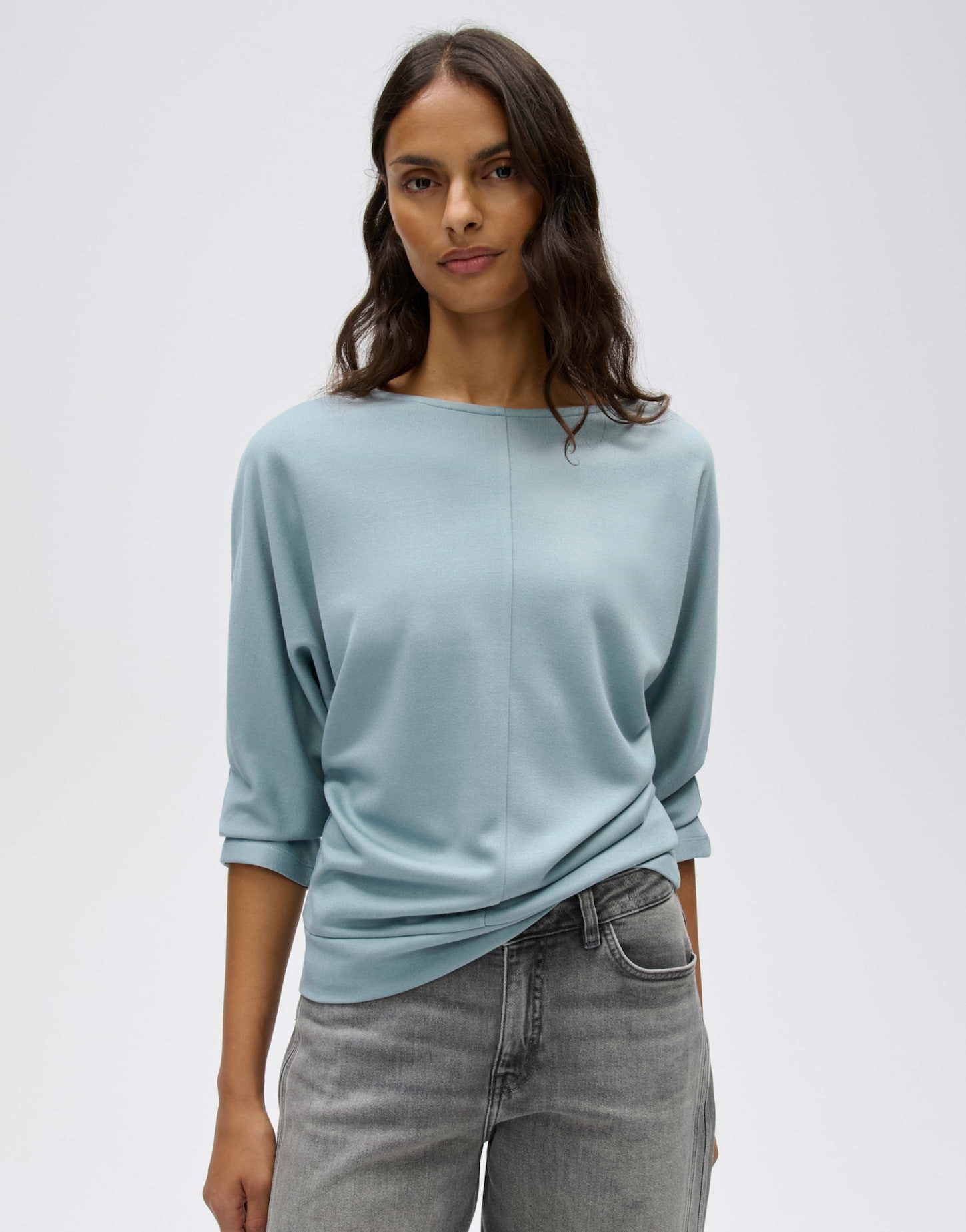 OPUS 3/4-Arm-Shirt Suisa aus weichem Jersey Schmal zulaufender Schnitt mit U-Boot-Ausschnitt