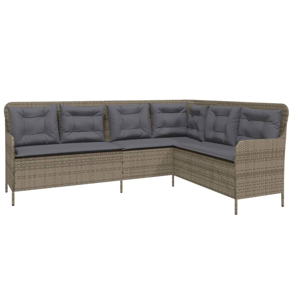 vidaXL Loungesofa Gartensofa in L-Form mit Kissen Grau Poly Rattan, 1 Teile