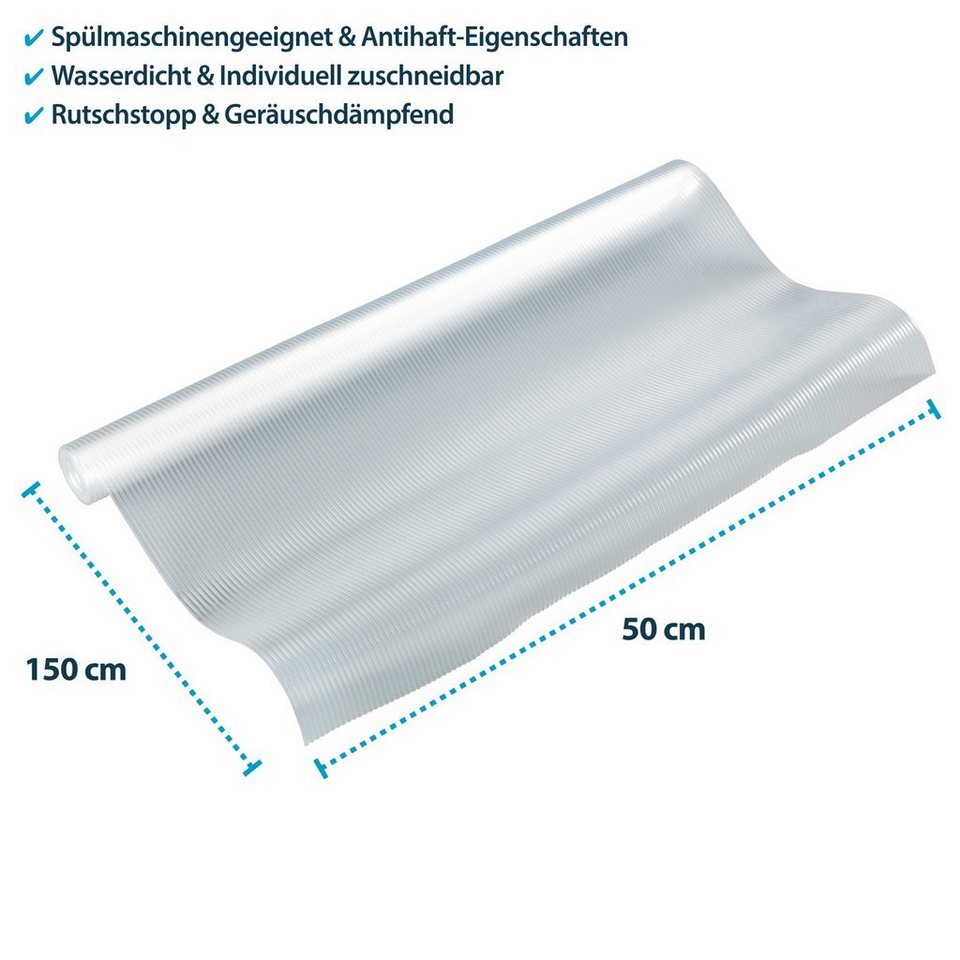 Basera® Regalaufsatz Wasserdichte transparente Antirutschmatten, 4x 150 x  50 cm, zuschneidbar, für Kühlschrank und Schublade