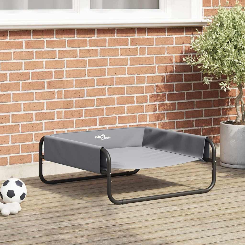 vidaXL Hundebett, Hundebett Hellgrau 75 x 75 x 30 cm Stahl