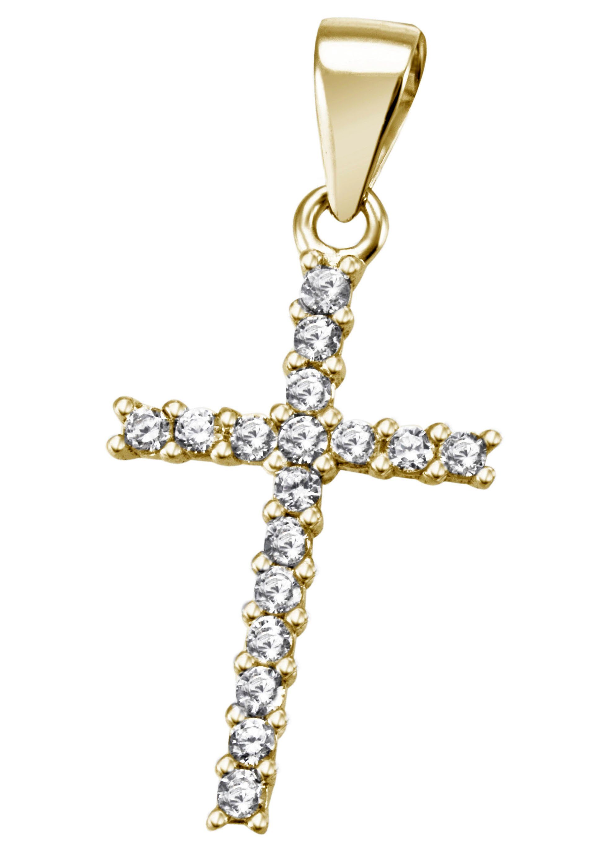 Firetti Kettenanhänger Schmuck Geschenk Silber 925 Halsschmuck Anhänger Kreuz, mit Zirkonia (synth)