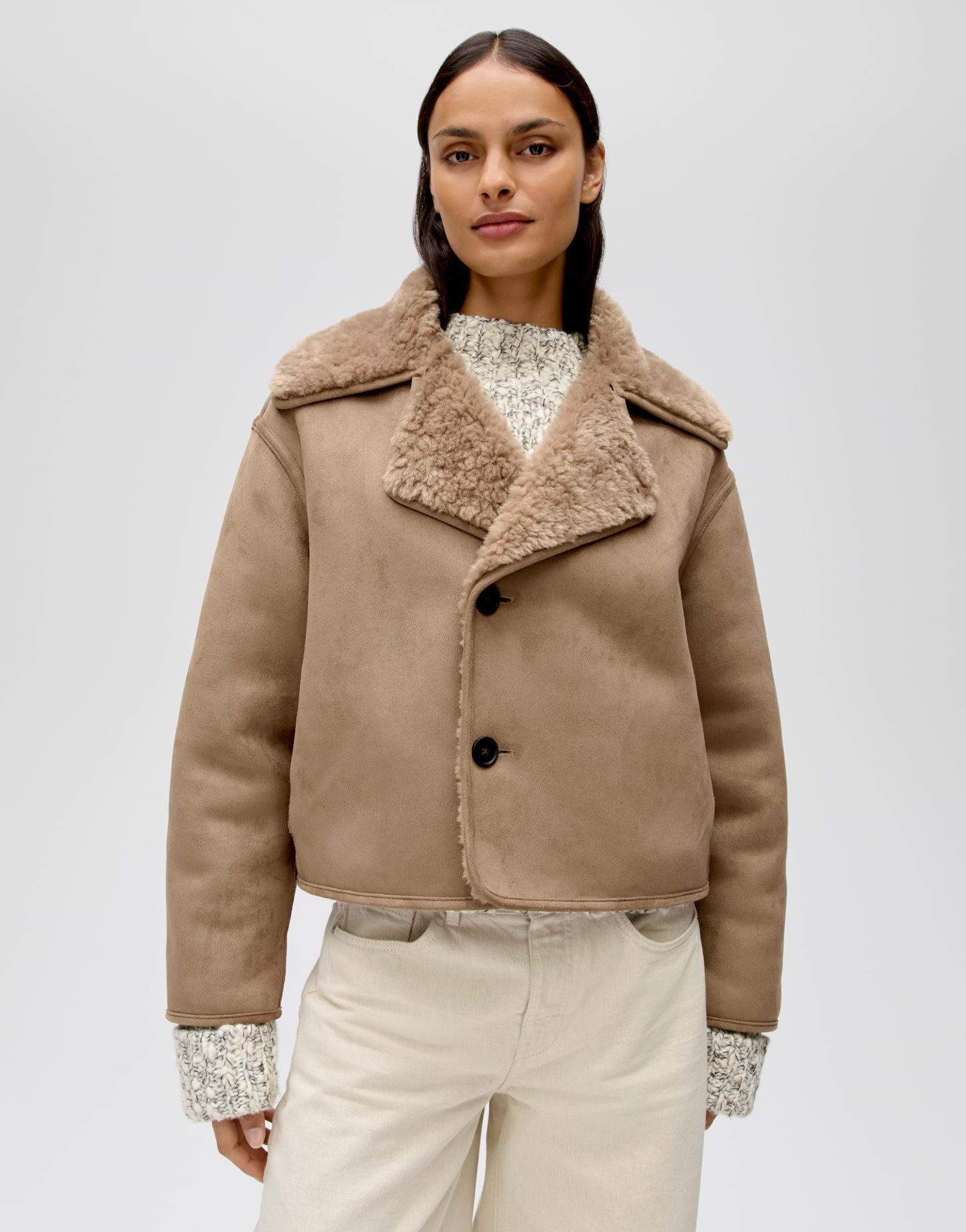 OPUS Winterjacke Hafira Weite, gerade Wendeform mit samtiger Oberfläche und Seitennahttaschen