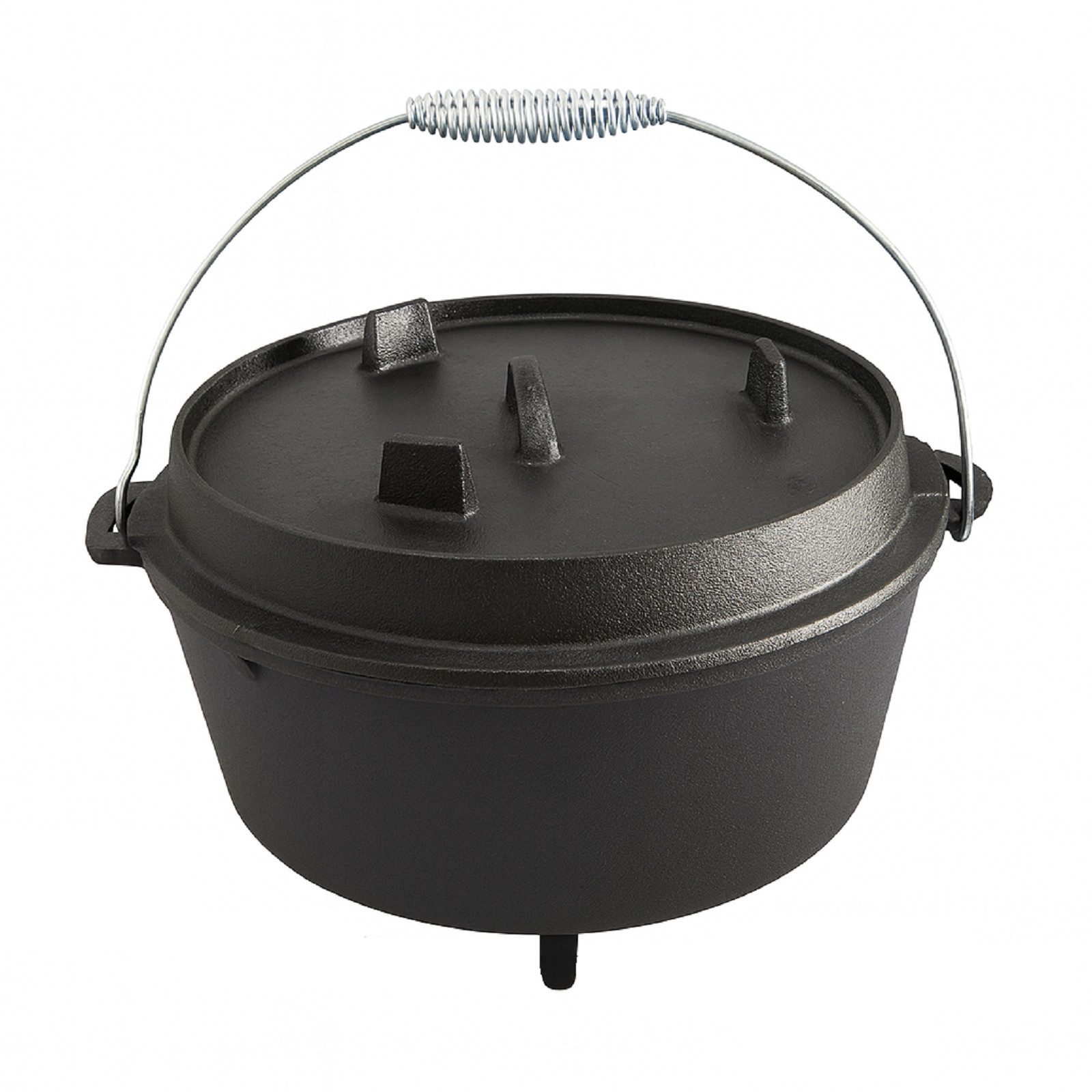 QLS Feuertopf aus Gusseisen Dutch Oven 6L mit Deckelheber BBQ, Gusseisen, Robust, massiv & beständig, praktisch & sicher, natürlich & gesund