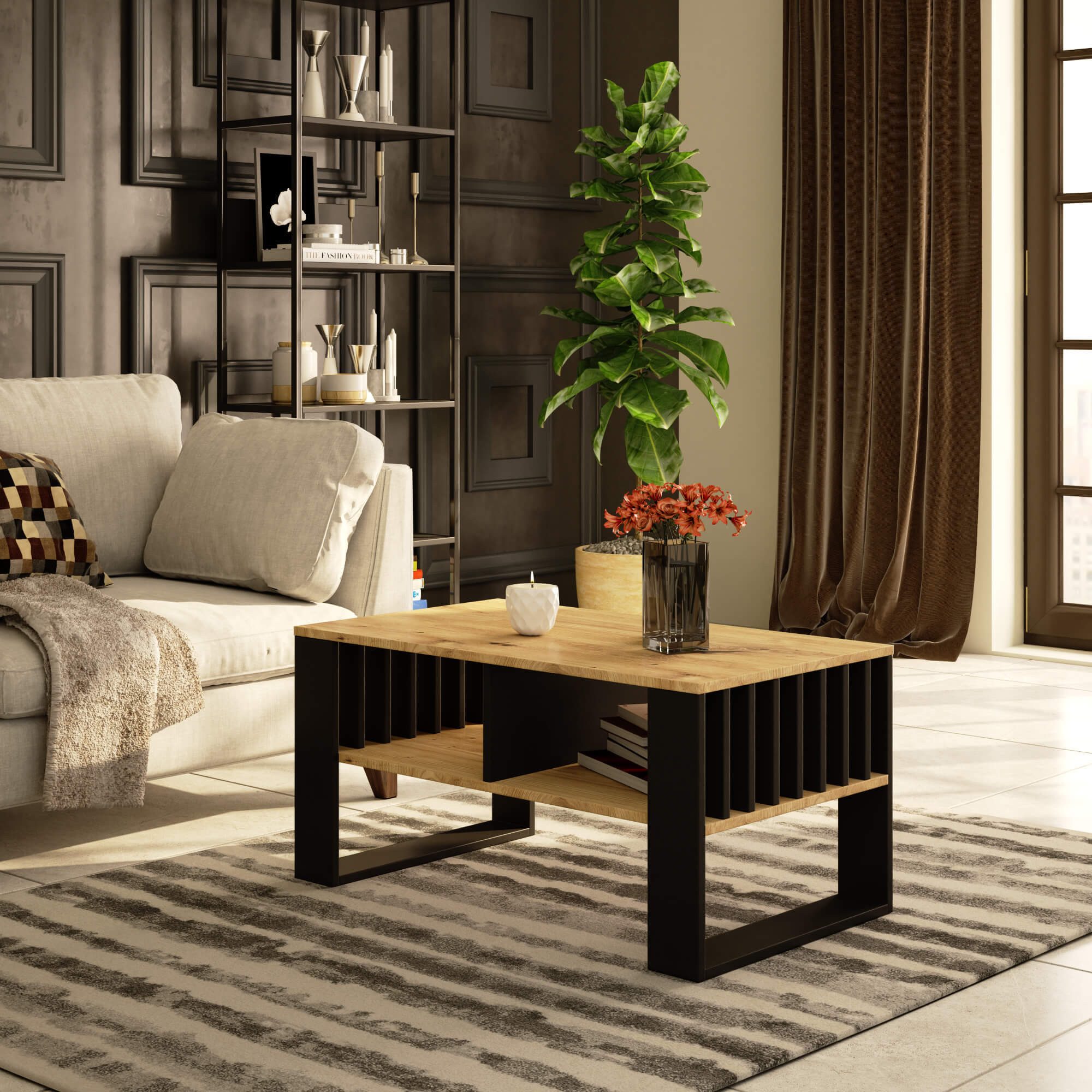 Raumhirsch Furniture Couchtisch Moderner Sofatisch (Kaffeetisch, Wohnzimmertisch 92×50x45 cm), Beistelltisch in 5 Farben – Bild 4 von 5