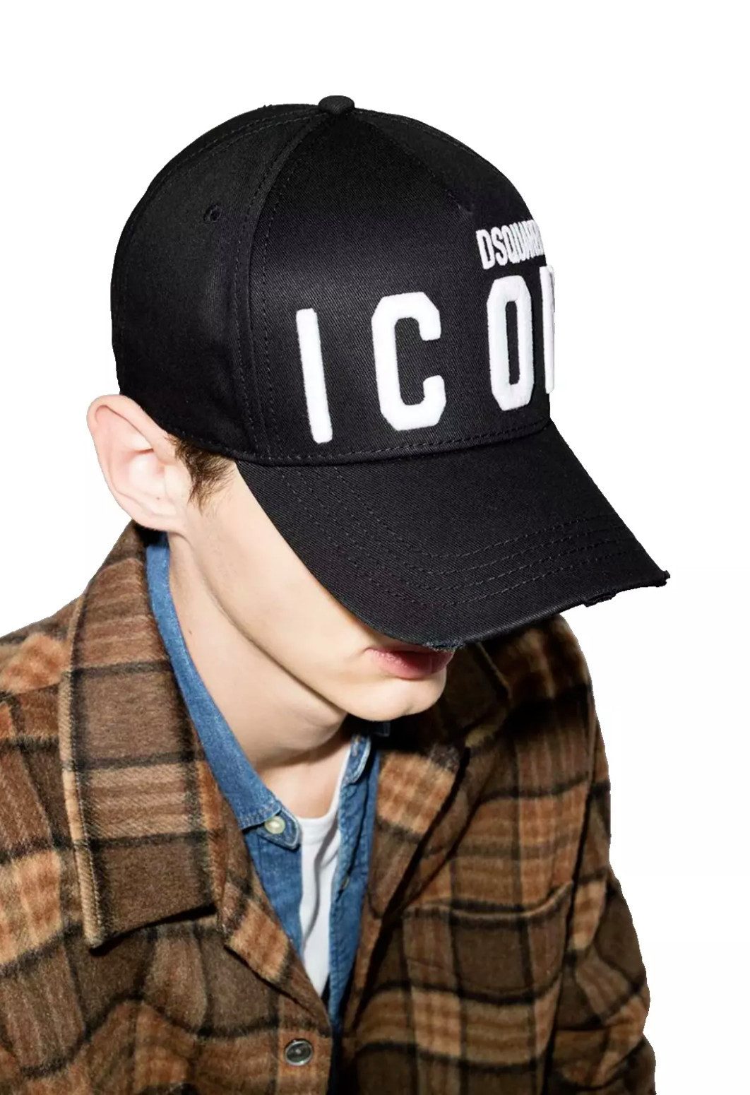 Dsquared2 Baseball Cap Basebalkappe Icon DSQ2 Logo Kappe Mütze Mailand ansässiges Label mit leicht zerfetzt für einen Vintage-Look