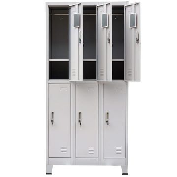 vidaXL Kleiderschrank Schließfachschrank mit 6 Fächern Stahl 90x45x180 cm Grau