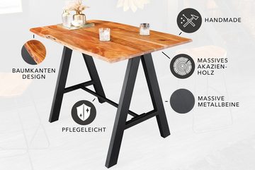 riess-ambiente Bartisch MAMMUT 120cm natur / schwarz (Einzelartikel, 1-St), Küche · Akazie-Massivholz · Baumkante · Metall · mit Fußstütze