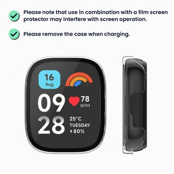 kwmobile Smartwatch-Hülle 2x Hülle für Xiaomi Redmi Watch 3 Active / Redmi Watch 3 Lite, Fullbody Fitnesstracker Glas Cover Case Schutzhülle Set