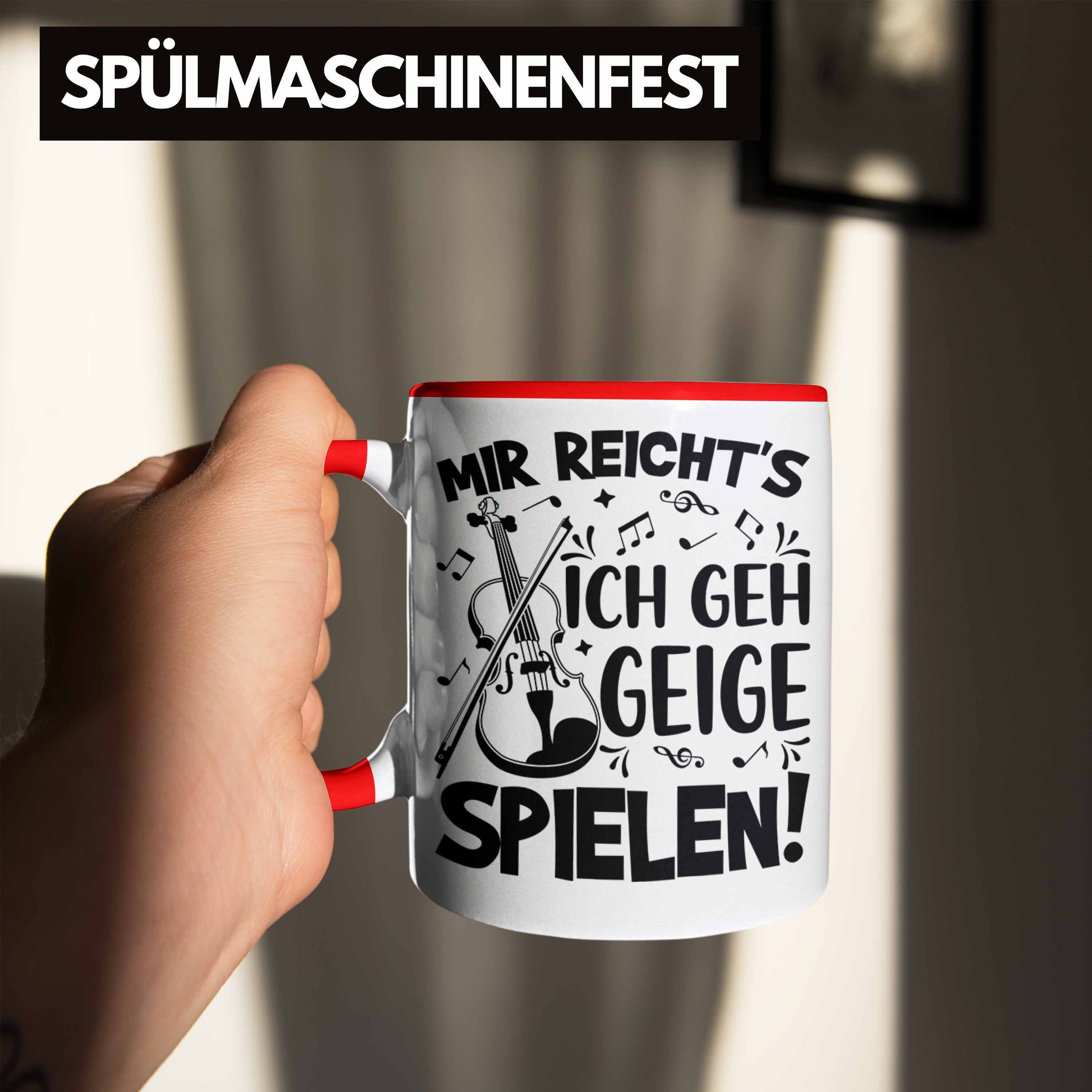 Kaffee-Becher Geigenspieler Trendation Rot Tasse Geigenspielerin Geschenk Geigen Tasse Spru