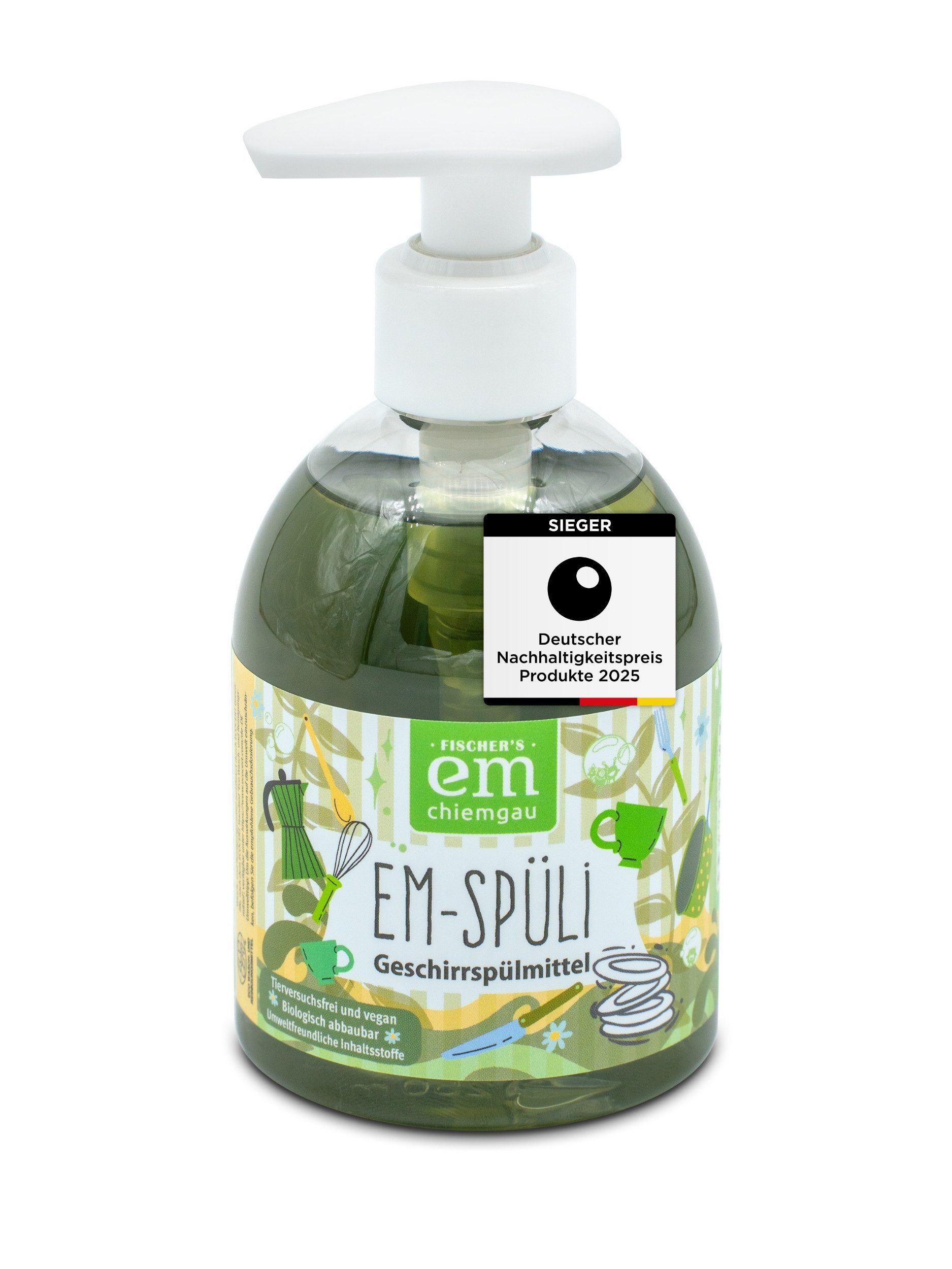 Fischer's EM-Chiemgau EM-Spüli Geschirrspülmittel (Erhältlich in verschiedenen Größen Mit EM, hautfreundlich, duftet frisch, ECOCERT-zertifiziert)