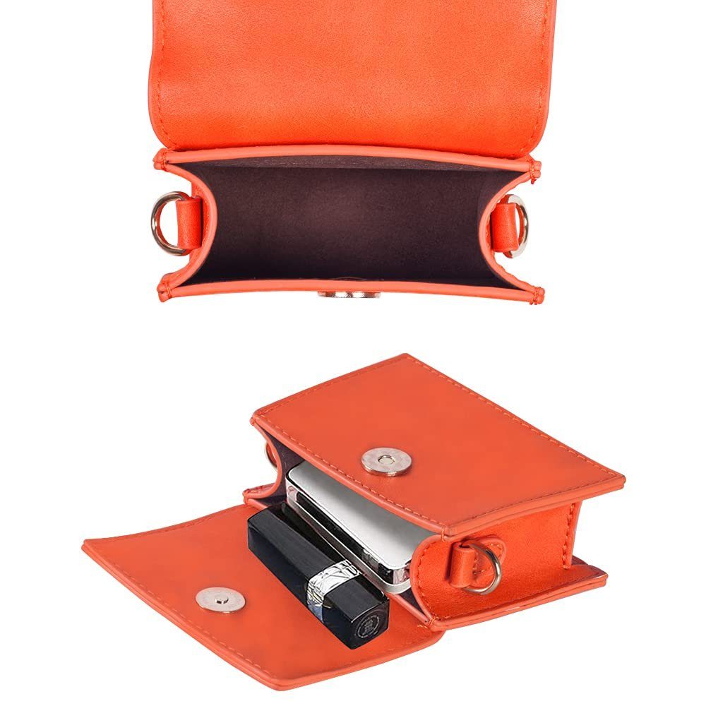 Clutch Crossbody Frauen für Geldbörse Orange GelldG Geldbörse Top-Griff Mini Handtasche Tasche