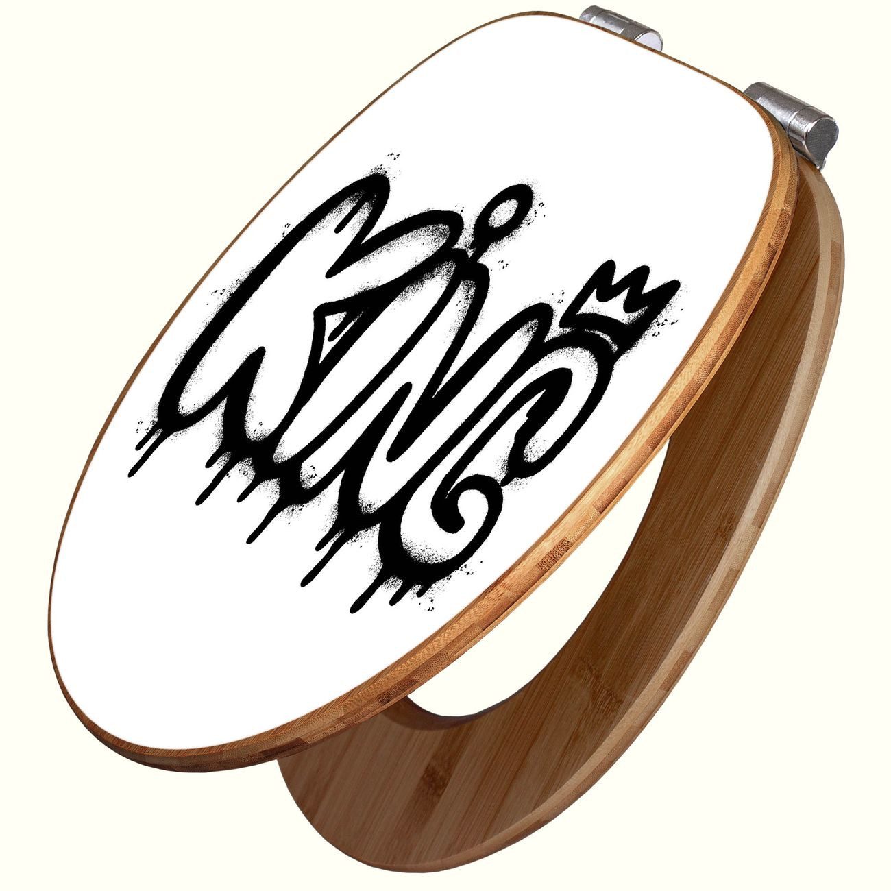 banjado WC-Sitz aus Bambus mit Absenkautomatik Motiv Urban King Graffiti (umweltfreundliches Material, integrierte Absenkautomatik), 45,8 x 37,5 x 5 cm