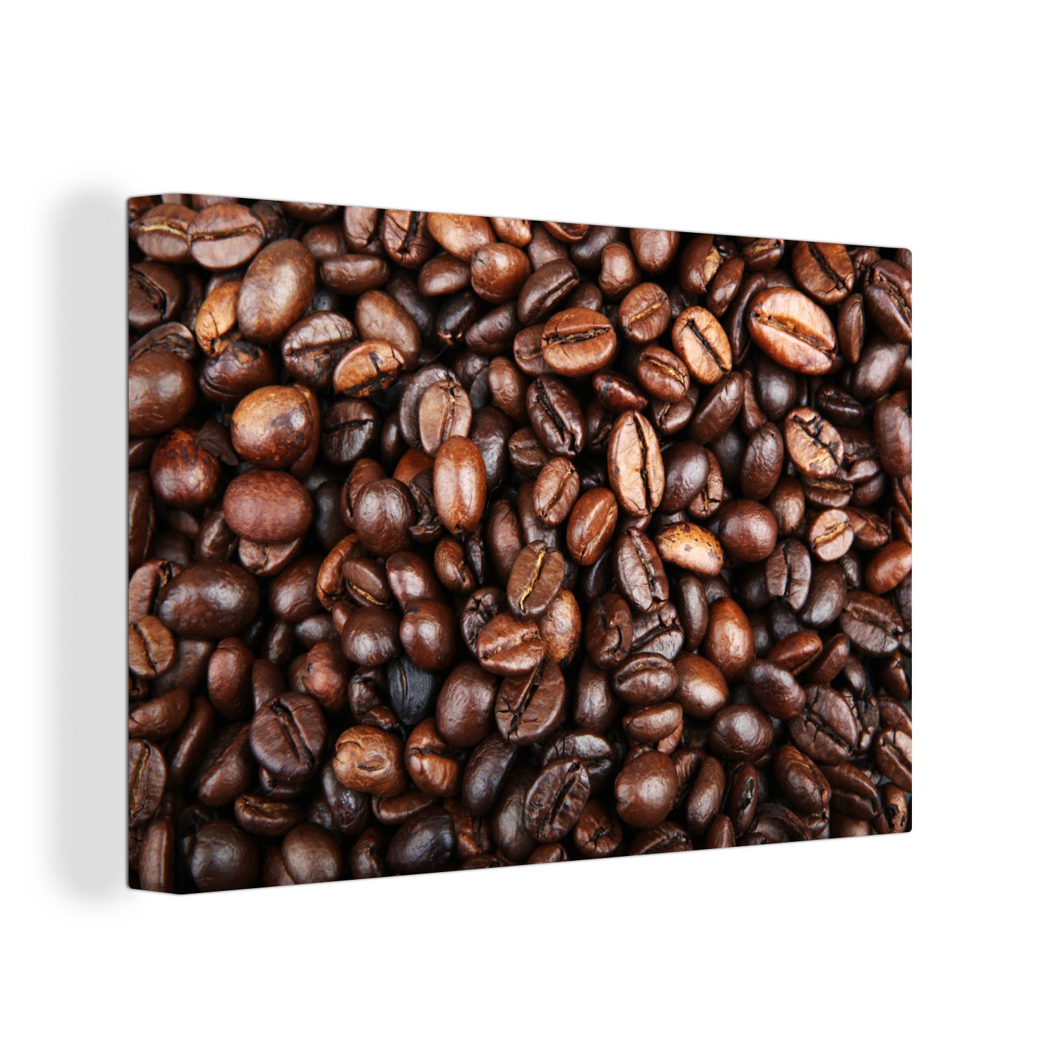 OneMillionCanvasses® Leinwandbild Klumpen von Kaffeebohnen, (1 St), Wandbild Leinwandbilder, Aufhängefertig, Wanddeko, 30x20 cm