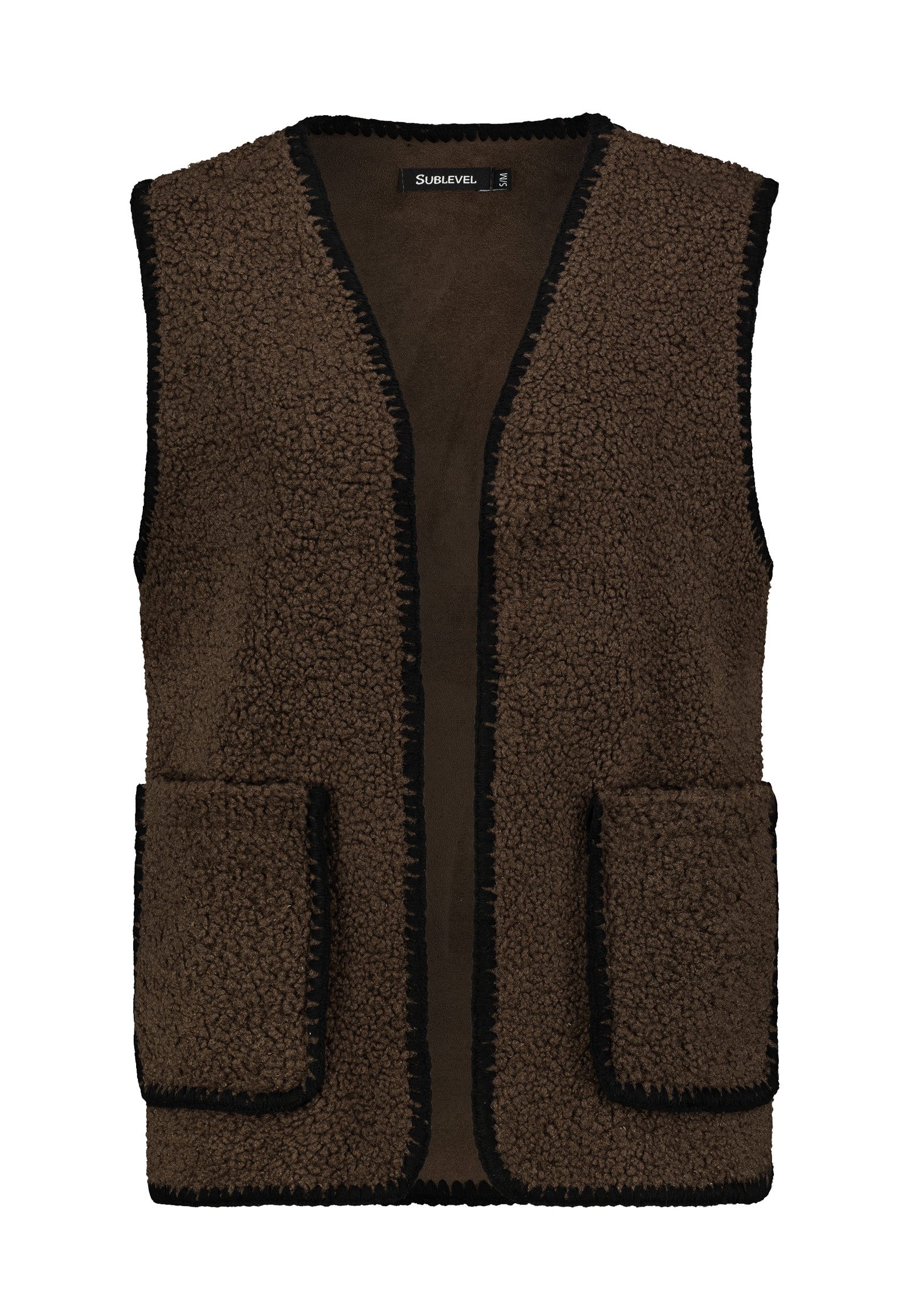 SUBLEVEL Fleeceweste Damen Weste mit aufgesetzten Taschen Teddyfleece Kunst günstig online kaufen