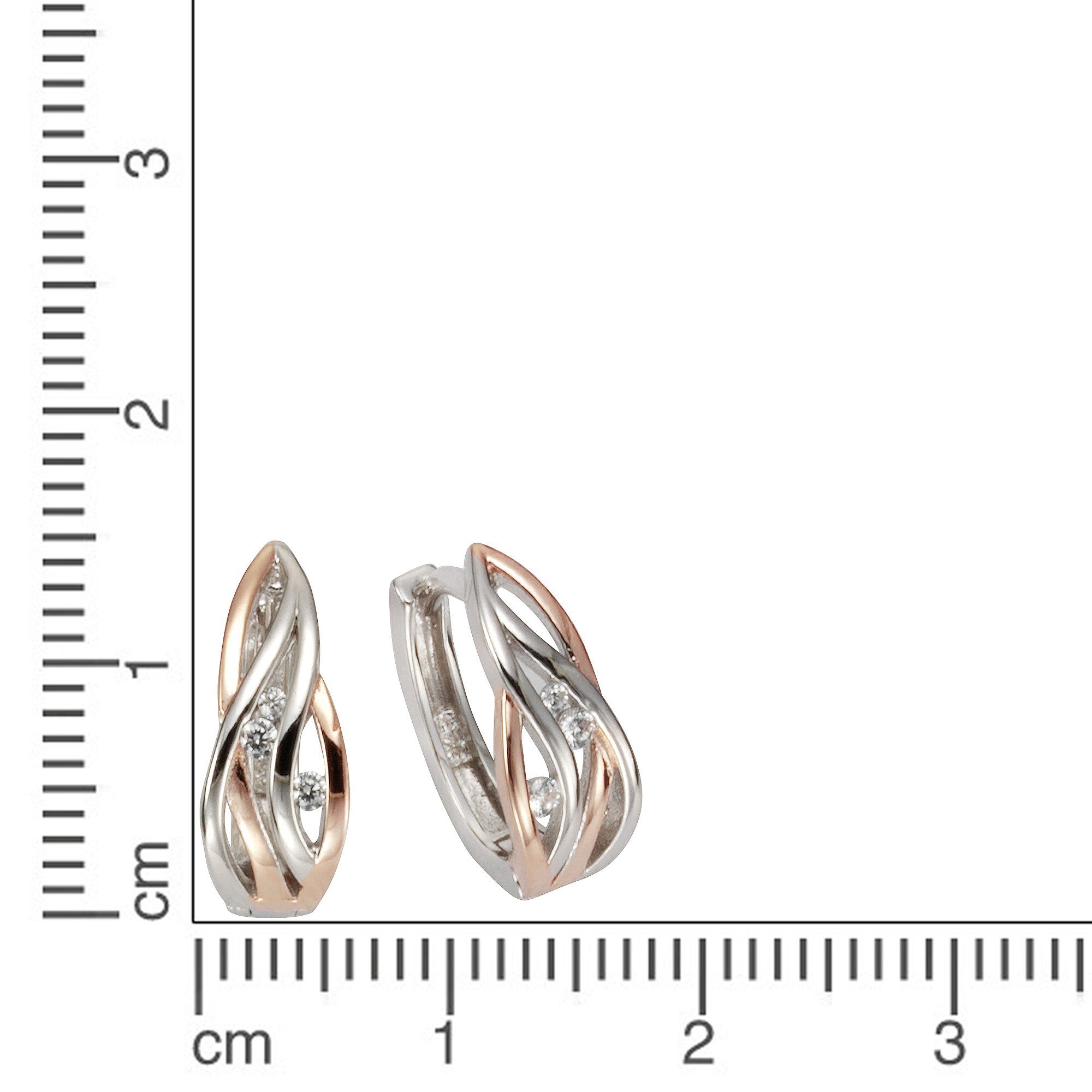 Zeeme Paar Creolen Silber 925 zweifarbig 6x Zirkonia weiß günstig online kaufen