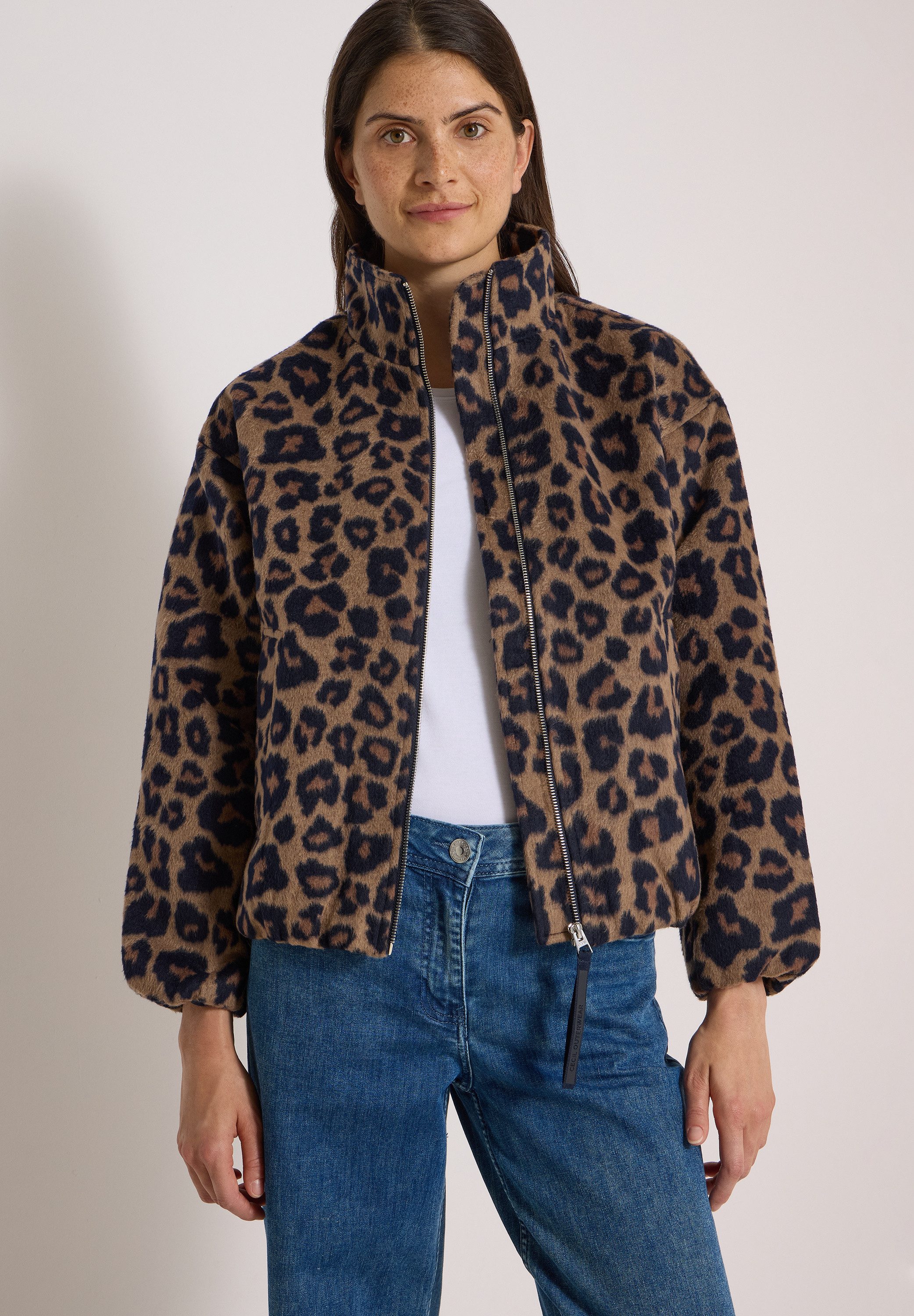 CECIL Fellimitatjacke mit Stehkragen