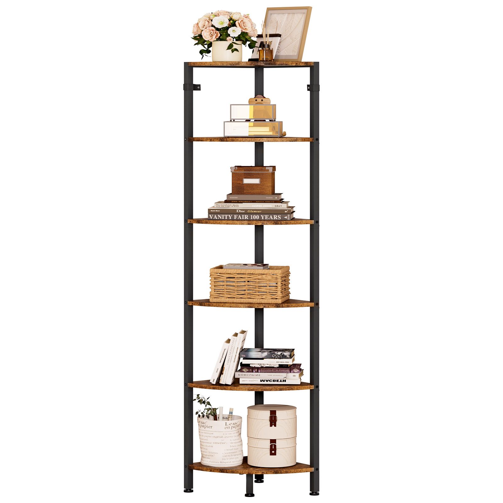 Yorbay Eckregal 6 Ebenen platzsparend Standregal stehend, Hoch Regal mit Kippschutz, 170cm