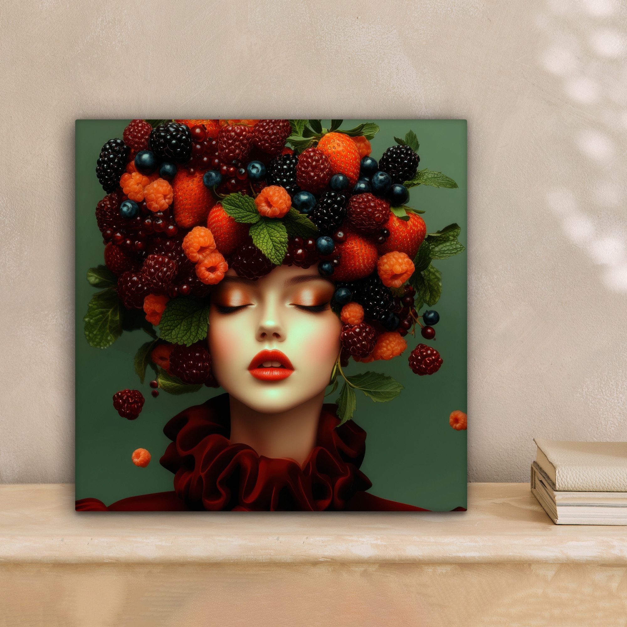 OneMillionCanvasses® Leinwandbild Weiblich - Erdbeeren - günstig online kaufen