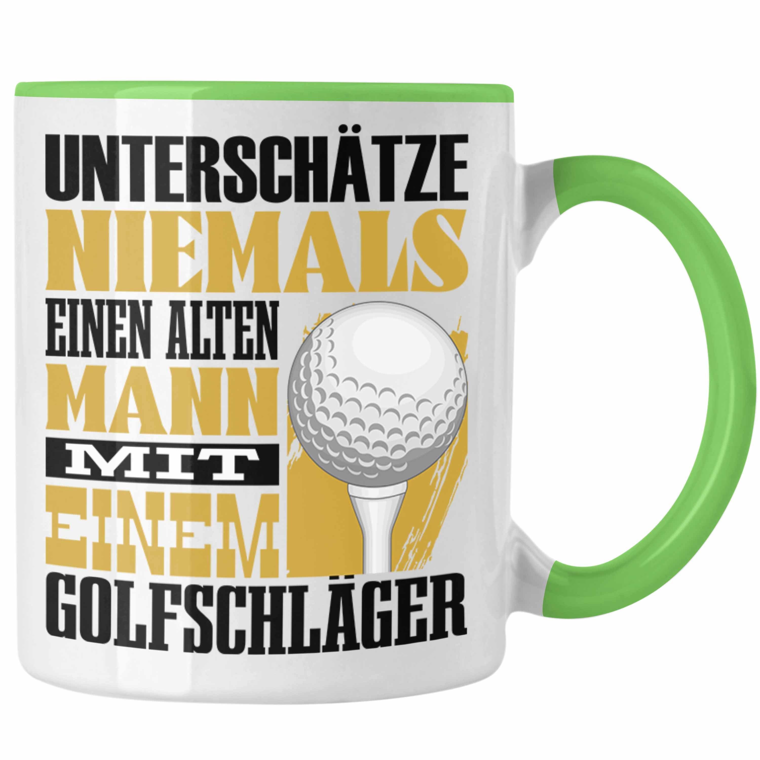 Trendation Tasse Golfer Tasse Geschenk für Golfspieler Lustiger Spruch Unterschätze Ni Grün