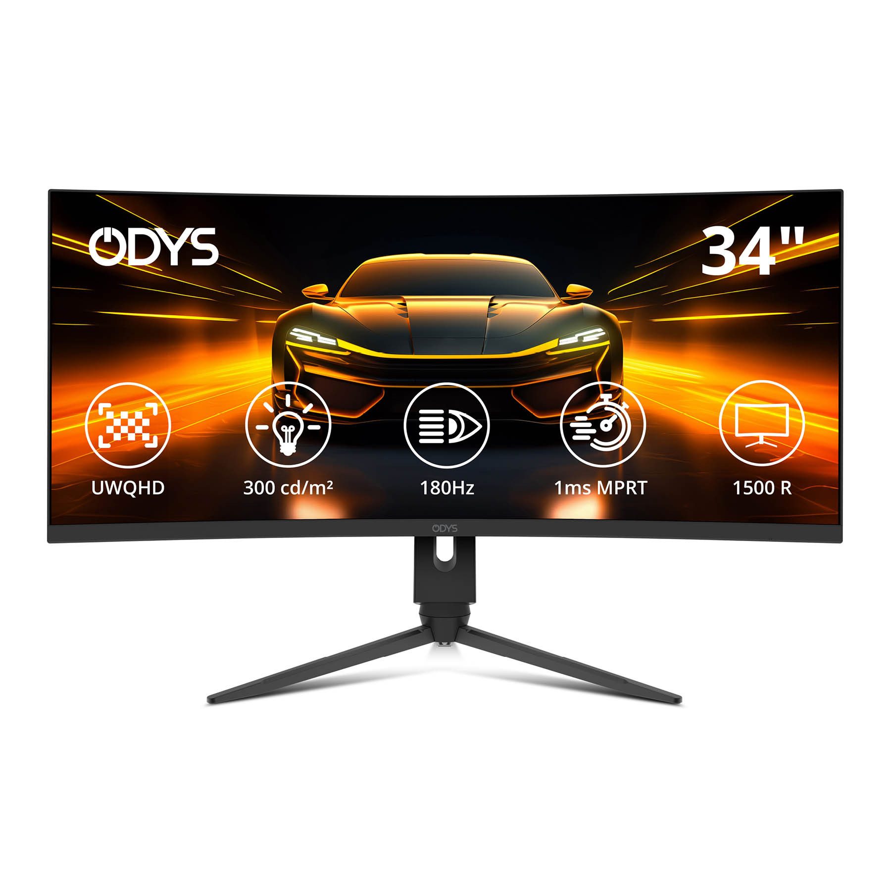 Odys XP34 PRO-X LED-Monitor (3.440 x 1.440 px, UWQHD, 180 Hz, LED, 34" Curved Gaming Monitor, UWQHD, 180 Hz, HDR, FreeSync, VA)