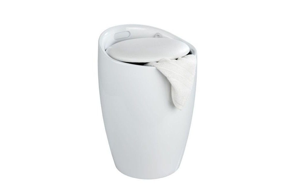 WENKO Wäschekorb Wenko Wäschesammler Candy mit Badhocker 20 l weiß günstig online kaufen