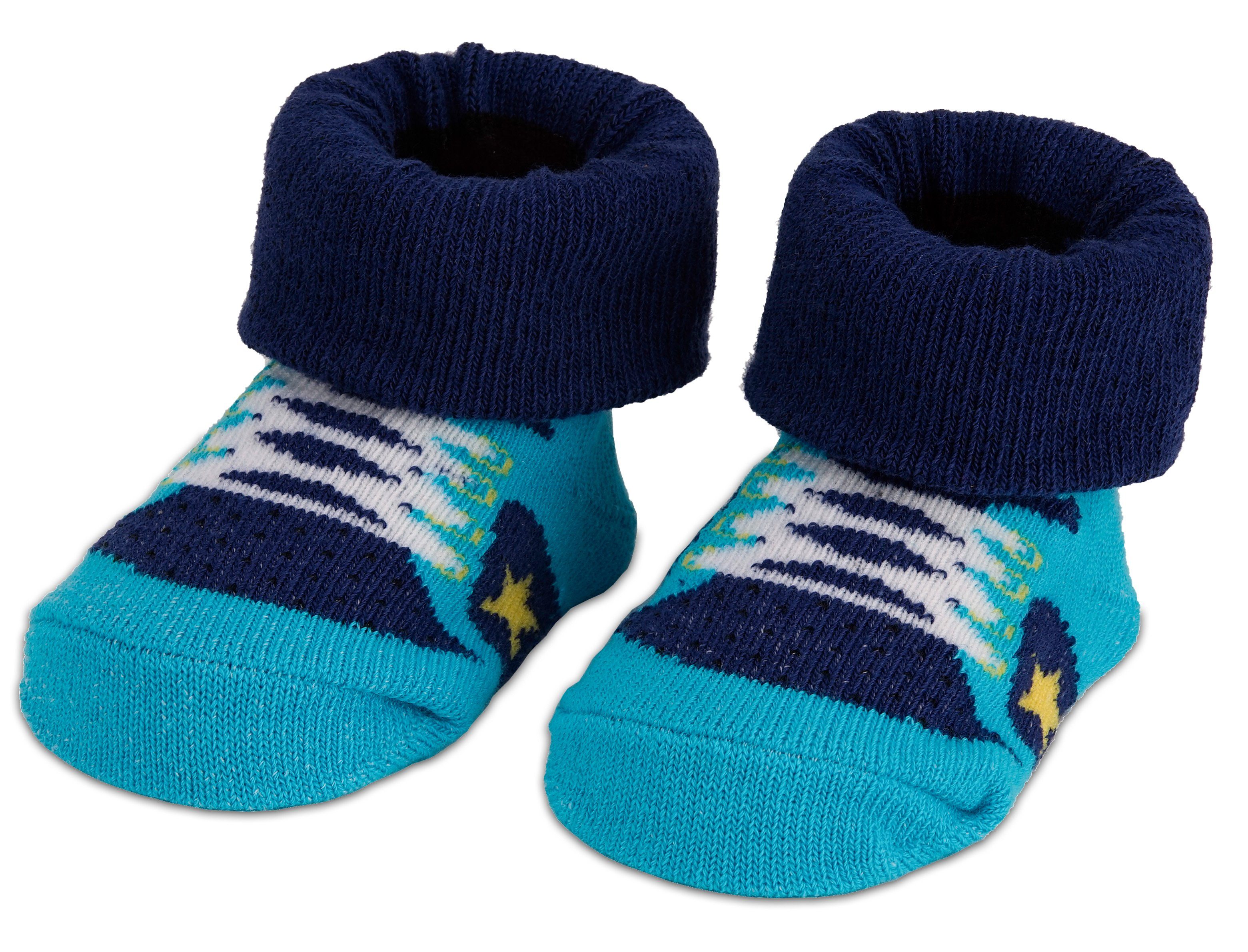 BRUBAKER Socken Babysocken für Jungen und Mädchen 0-12 Monate (4-Paar, Baumwollsocken im Sneaker Style) Turnschuh Design, Baby Geschenkset in Geschenkverpackung – Bild 4 von 5