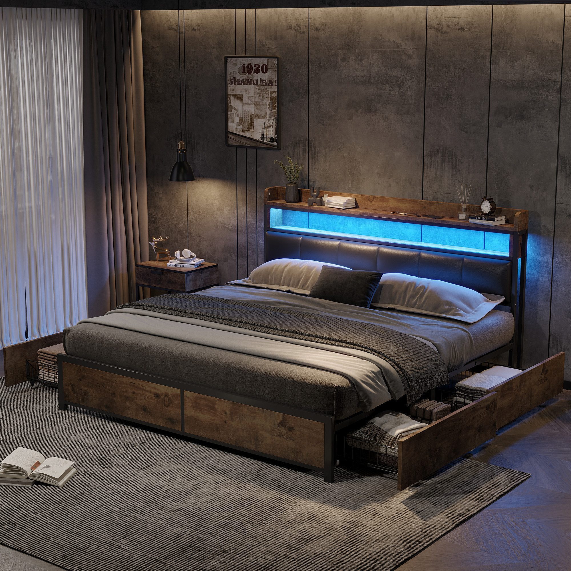 OKWISH Holzbett Polsterbett Jugendbett (180x200 cm Inklusive Matratze, perf günstig online kaufen