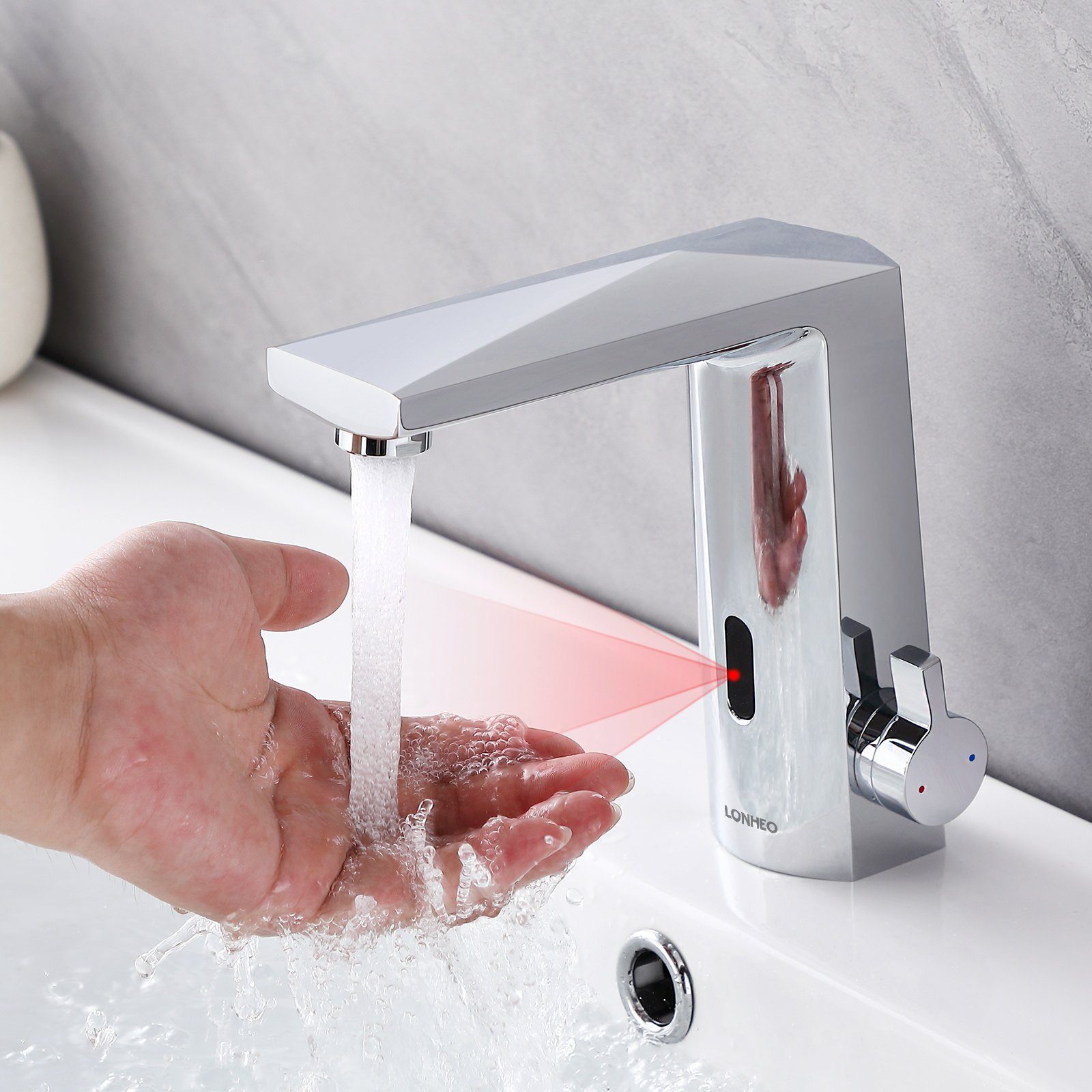 Auralum Waschtischarmatur Lonheo Infrarot Sensor Wasserhahn Bad Armatur, Automatisch Induktion Chrom