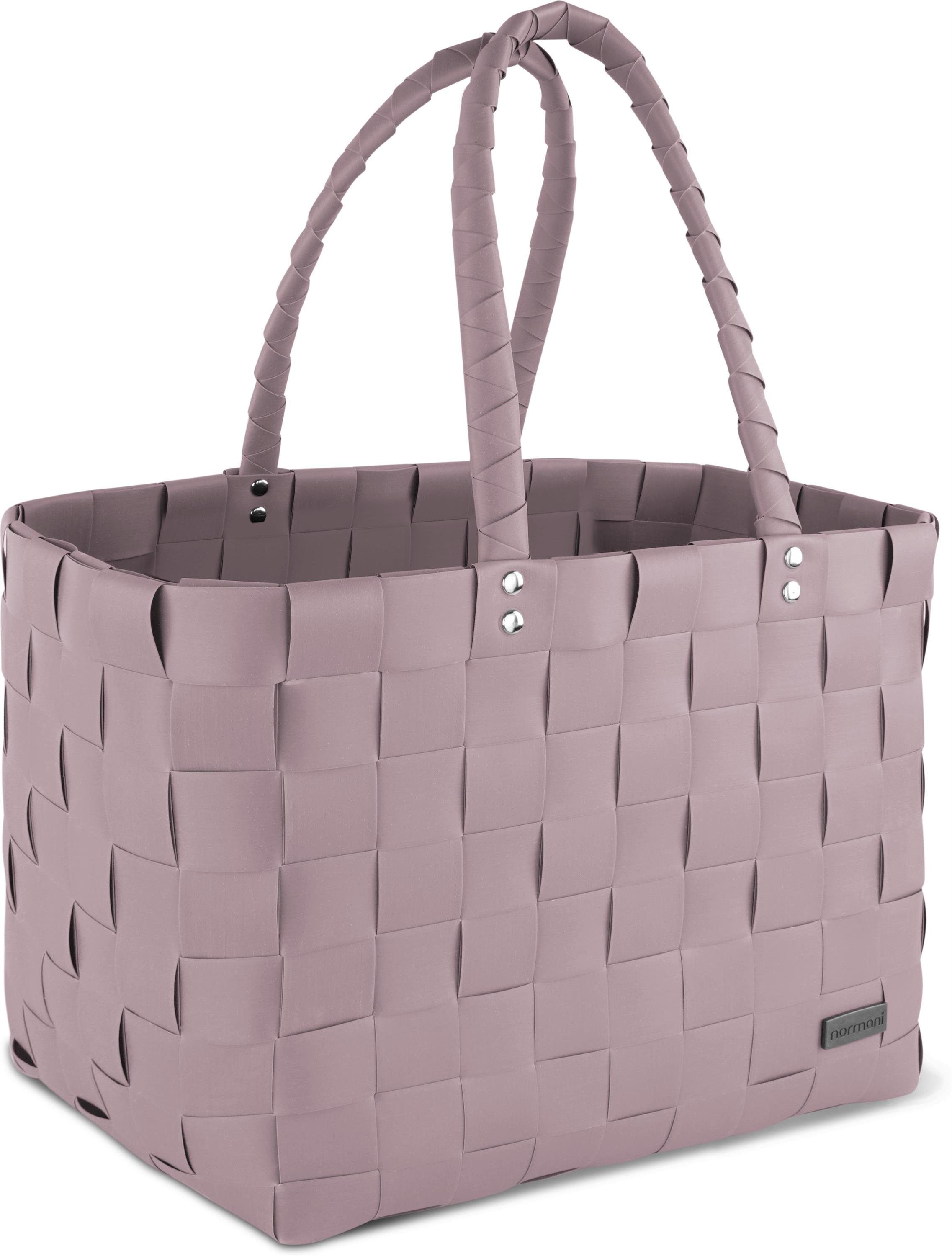 normani pflegeleichtem Kunststoff, Dusty Pink Einkaufstasche aus Material Flechtkorb Einkaufskorb l, 20 aus Einkaufskorb