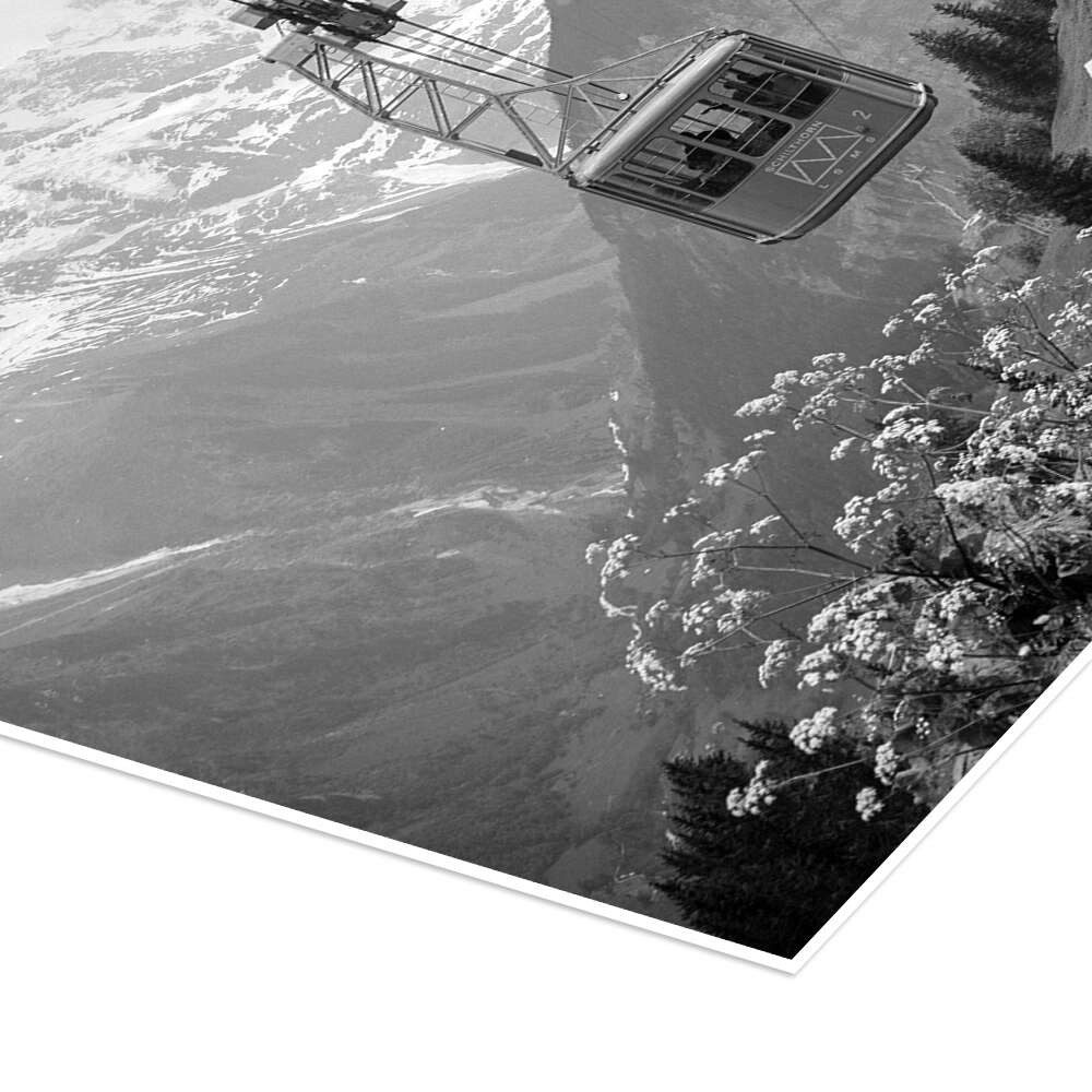 Posterlounge Wandbild Bergbahn mit Bergpanorama im Sommer, Vintage Ski Collection, erhältlich als Poster, Leinwandbild, Wandsticker oder Acrylglasbild
