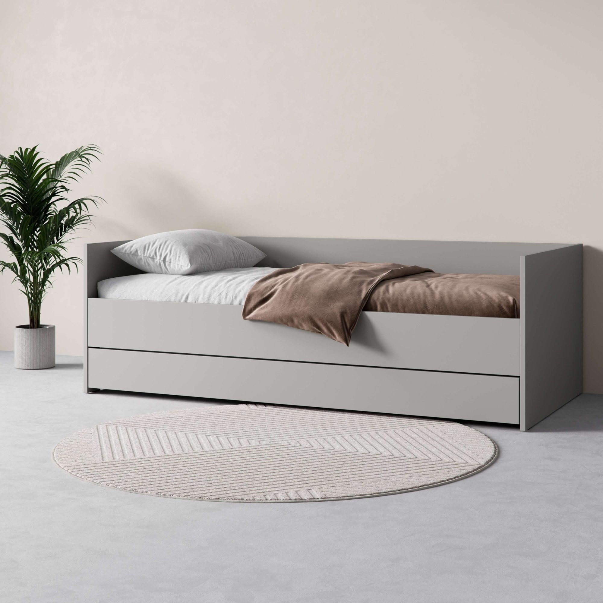 Vox Bett SIMPLE, hydraulischer Bettkasten, optional Zusatzbett/ Schublade (B/T/H: 95/205/68 cm), mehrere Farben, langlebig und stabil, Made in EU