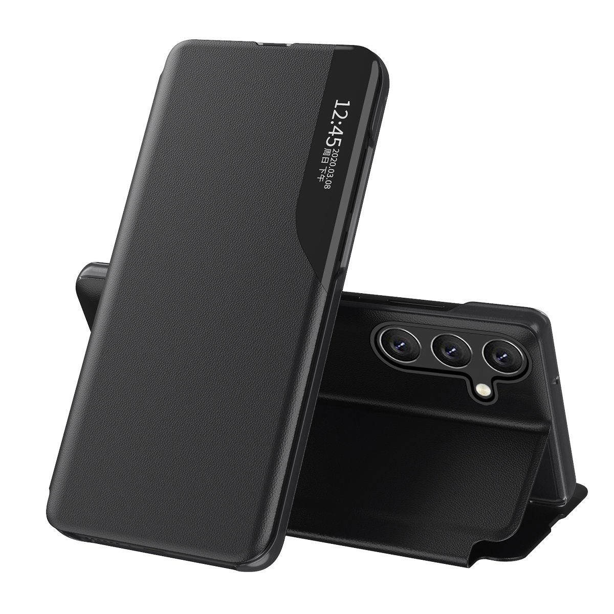 COFI 1453 Smartphone-Hülle Eco Leather View Hülle für Xiaomi Redmi 13C / Poco C65 Schwarz