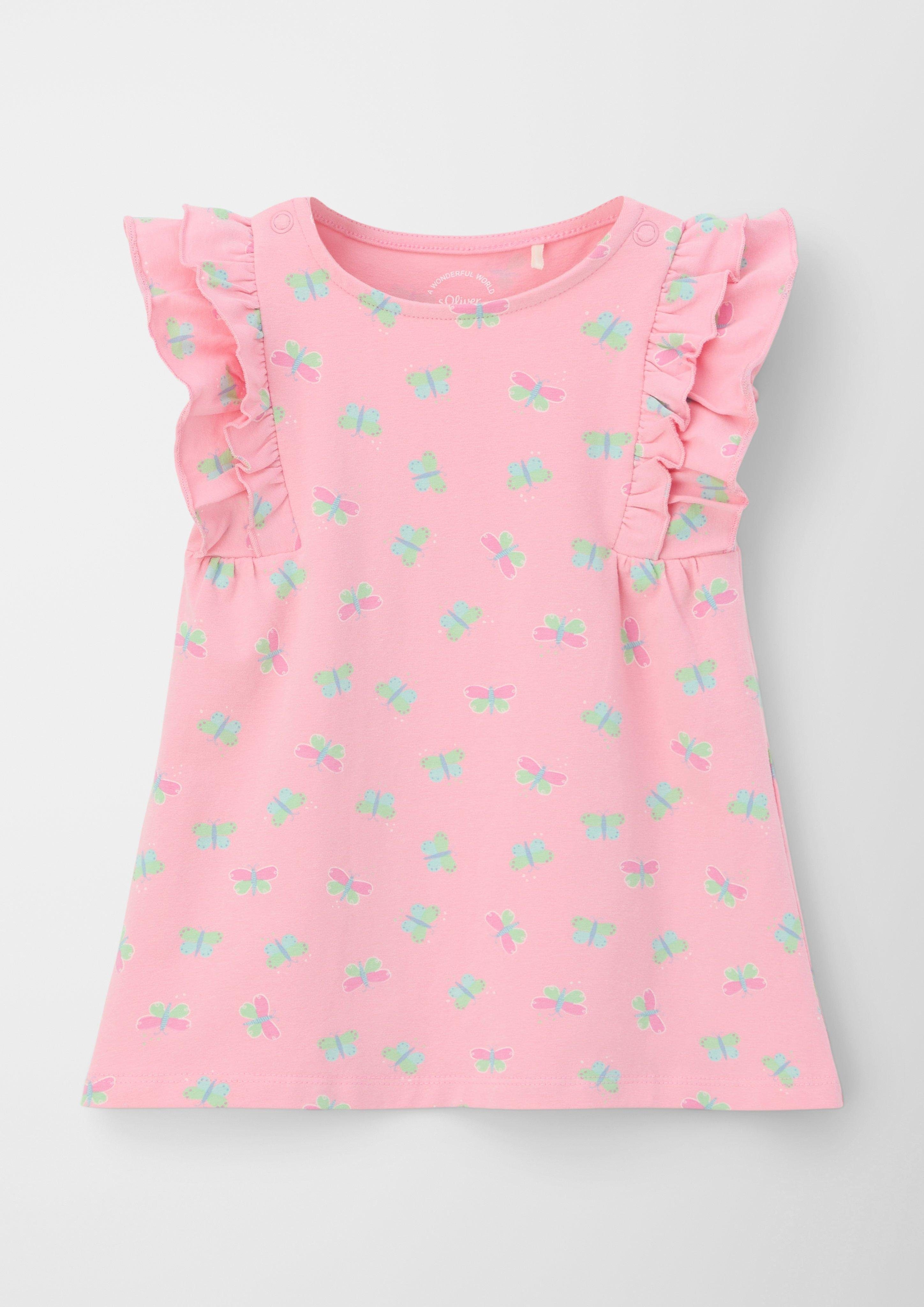s.Oliver Jerseykleid Kleid aus Baumwollstretch Rüschen rosa