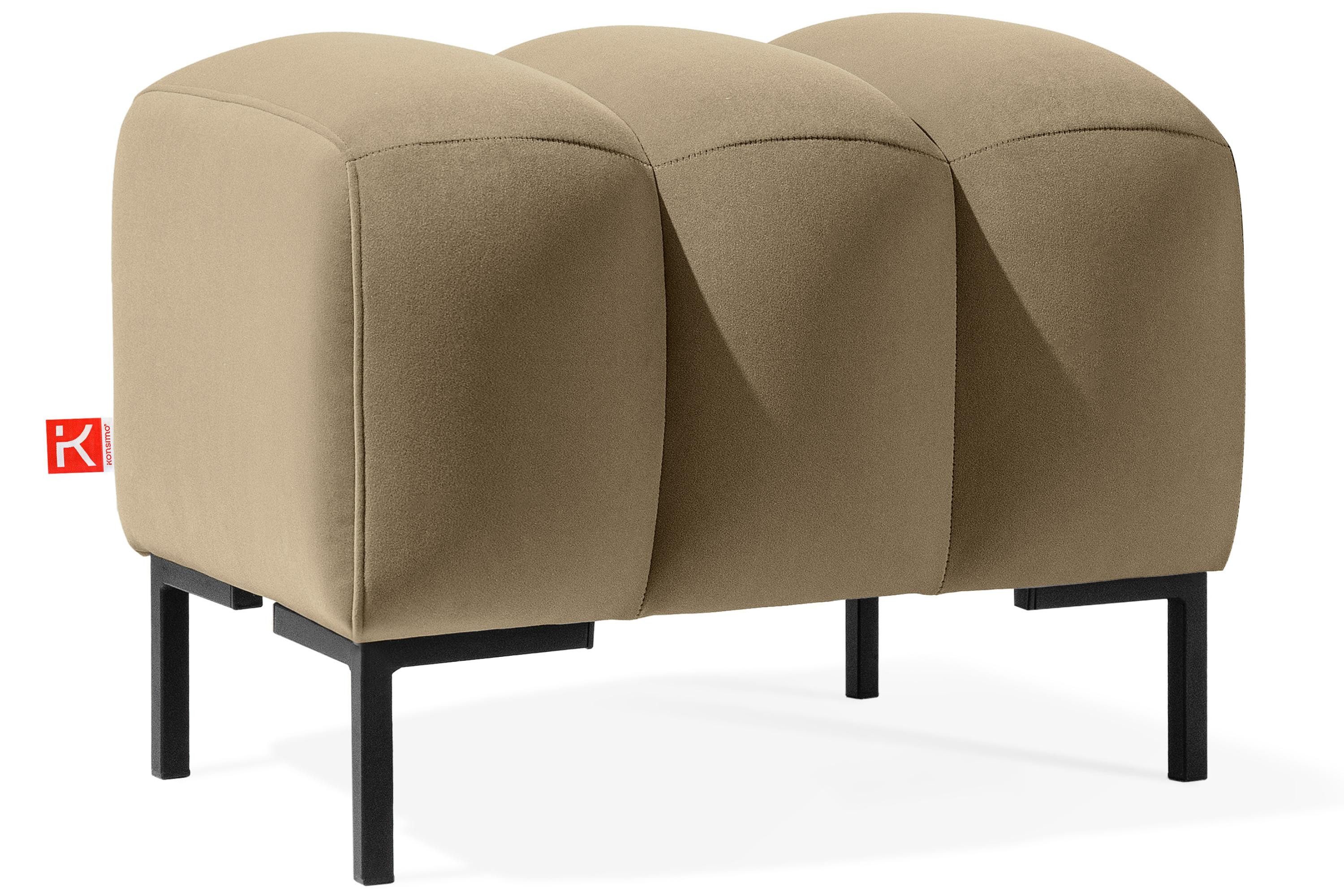 KONSIMO® Sitzhocker Polsterhocker PECCO hergestellt in der EU, Veloursstoff, handgefertigt, Elegant, Massivholzrahmen