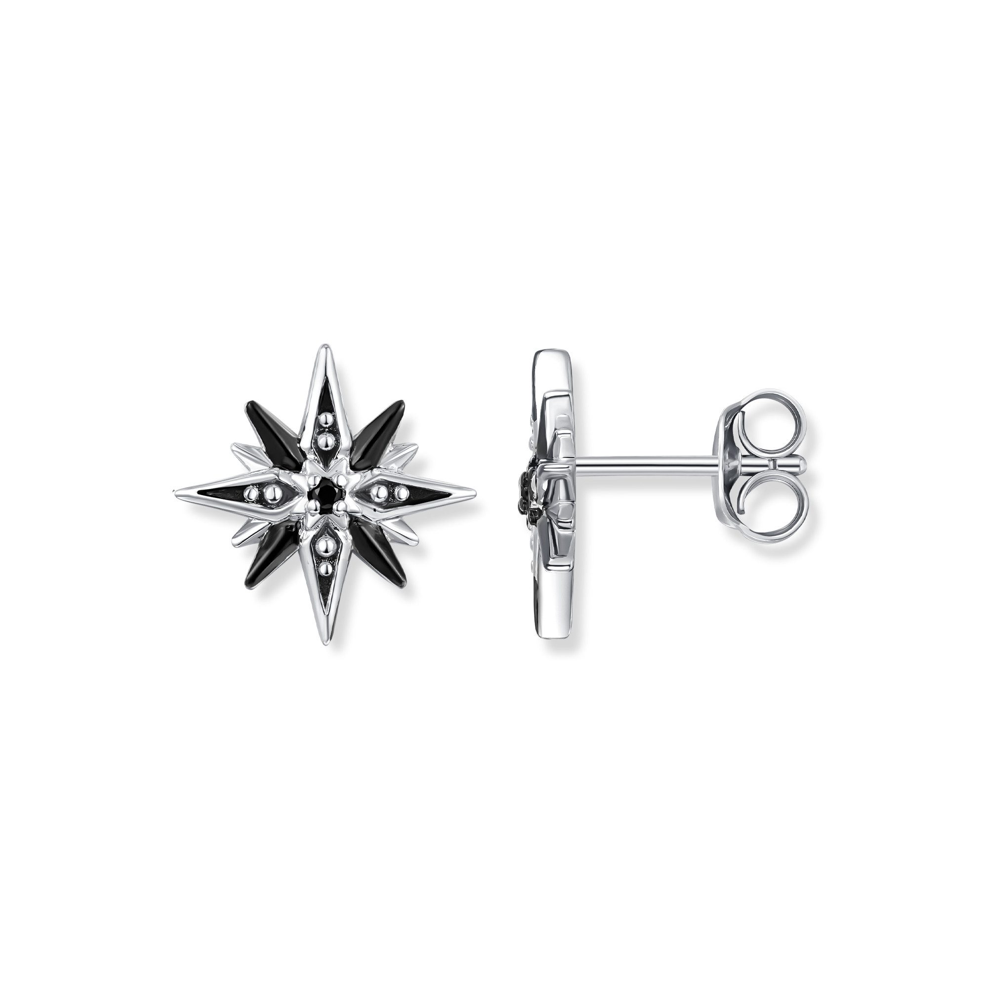 Seinerzeit FLORA & FAUNA Paar Ohrstecker Astra Shadow Stern Ohrringe, Material: 925 Sterling Silber, rhodiniert, geschwärzt mit Emaille