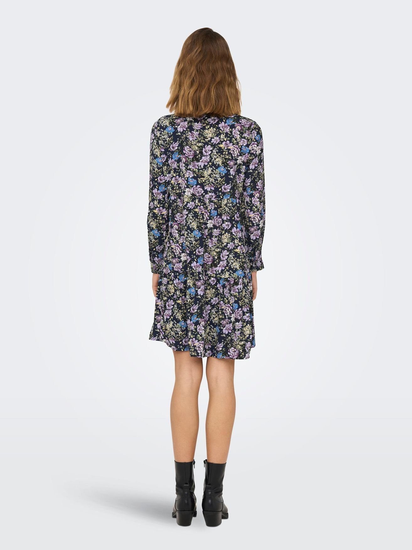 JACQUELINE de YONG Shirtkleid in Kurzes Tunika 4536 Langarm Bluse Schwarz-2 (lang) Gemusterte JDYPIPER Kleid