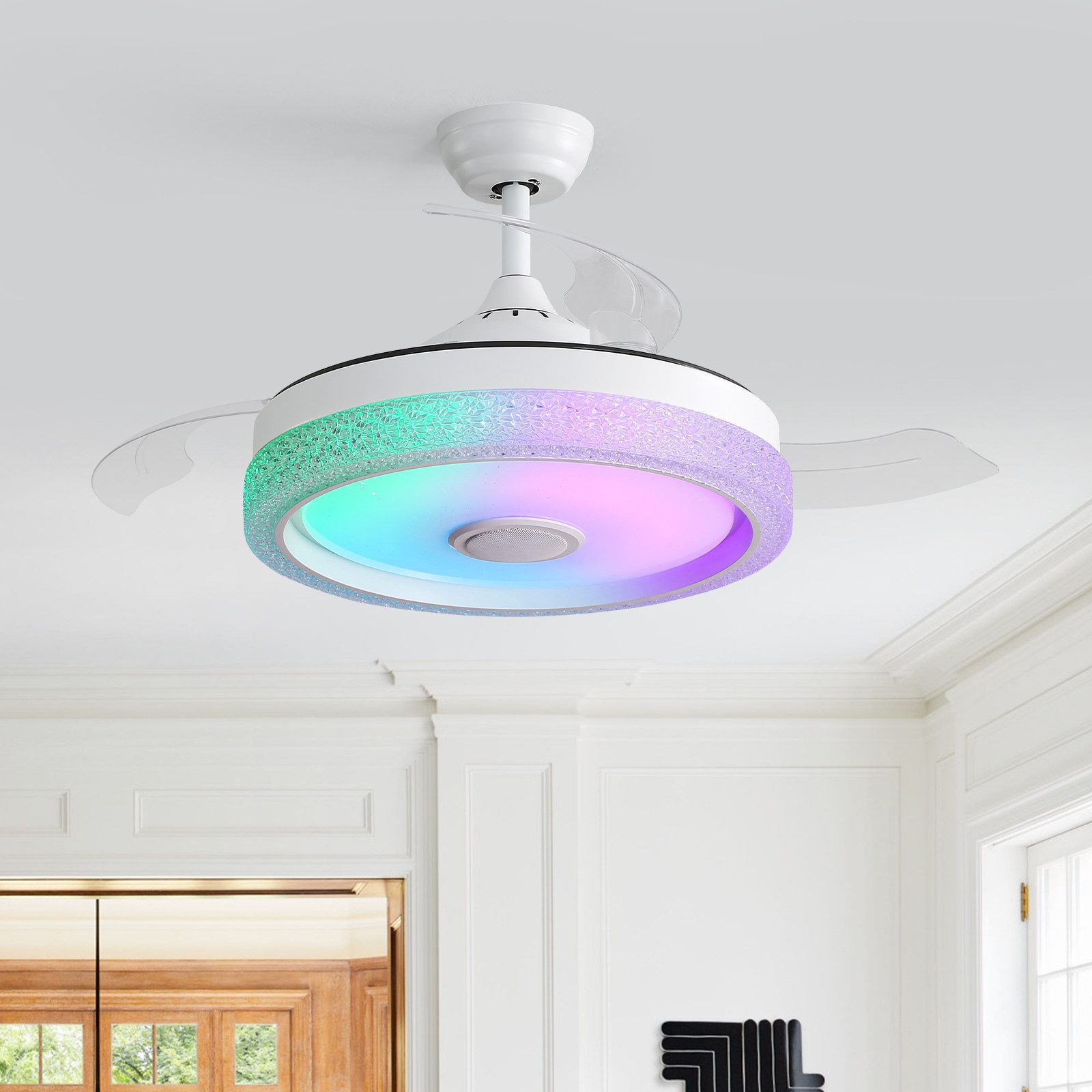 Sofucor Deckenventilator 32W LED-Licht, 107 cm,RGB günstig online kaufen